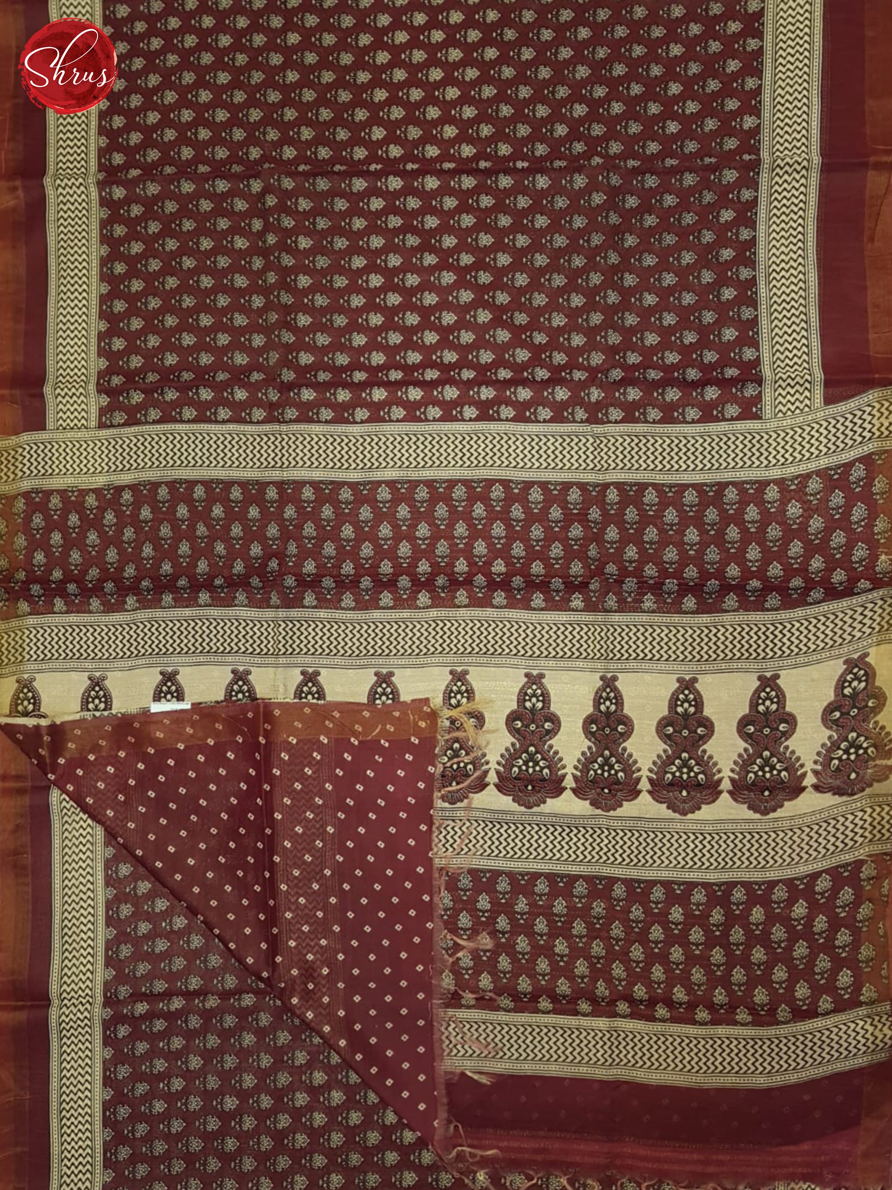 Maroon(Single Tone) - Semi Chanderi Saree - Shop on ShrusEternity.com