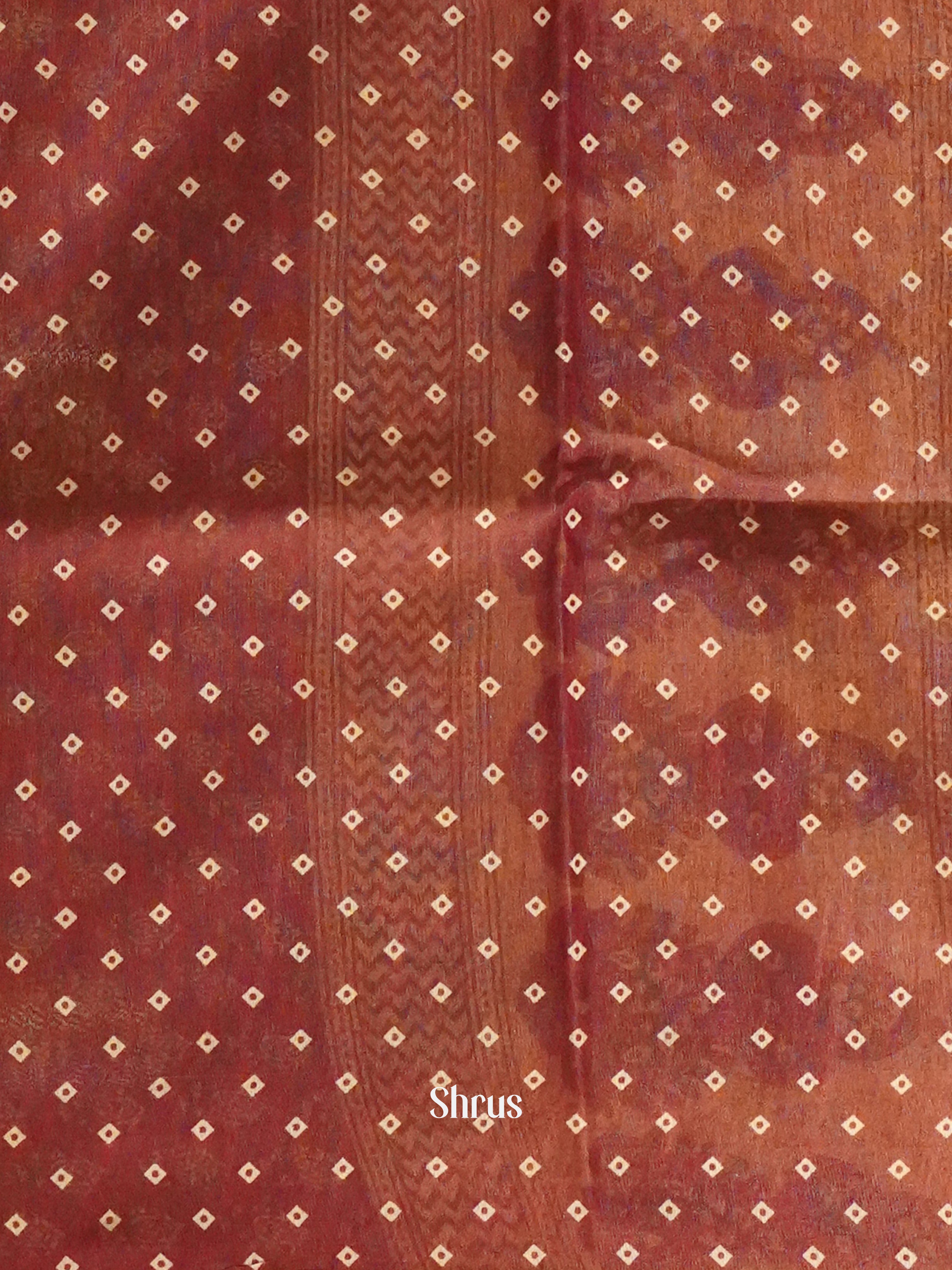 Maroon(Single Tone) - Semi Chanderi Saree - Shop on ShrusEternity.com