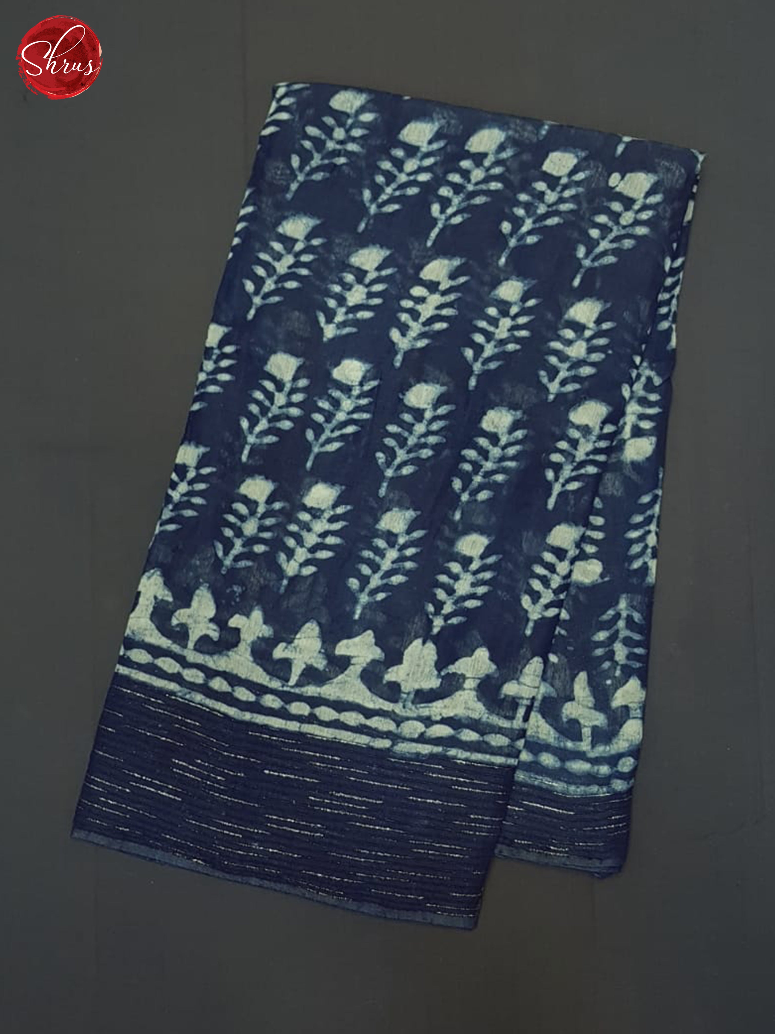 Blue (Single Tone) - Semi Chanderi Saree - Shop on ShrusEternity.com