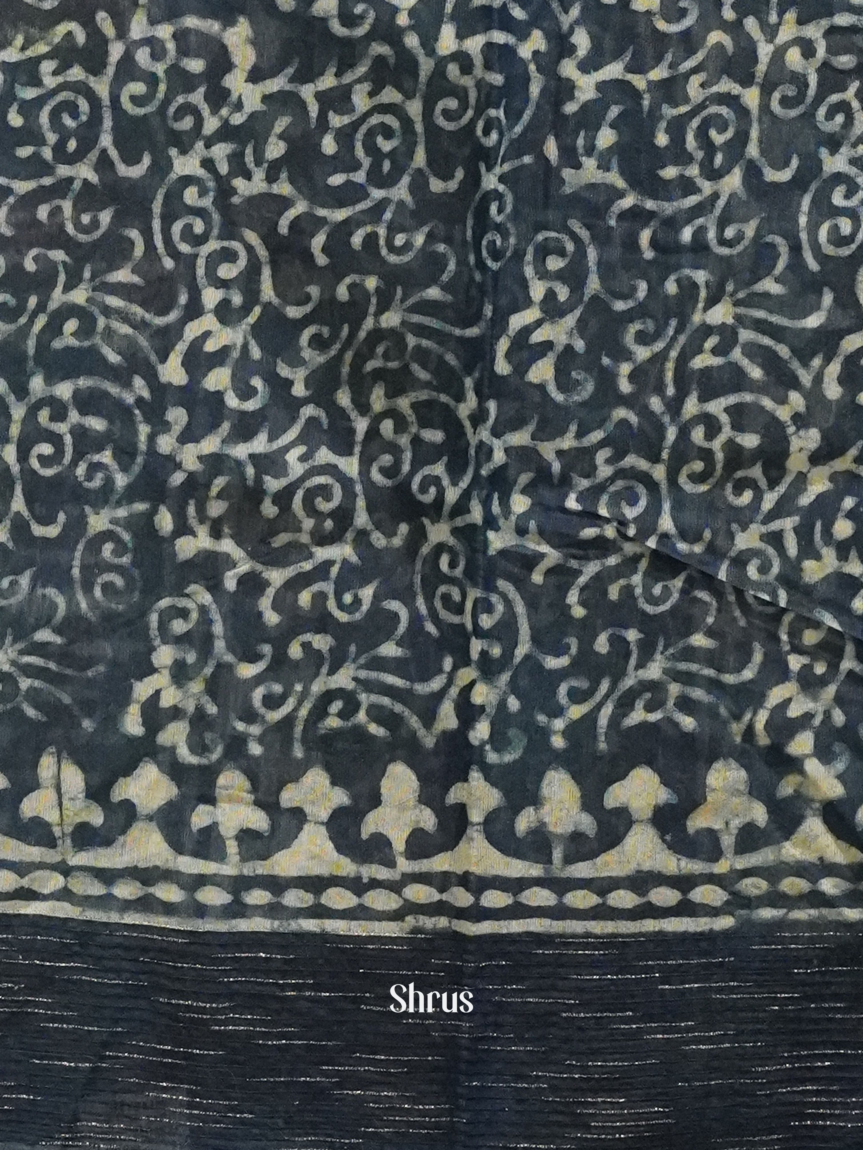 Blue (Single Tone) - Semi Chanderi Saree - Shop on ShrusEternity.com