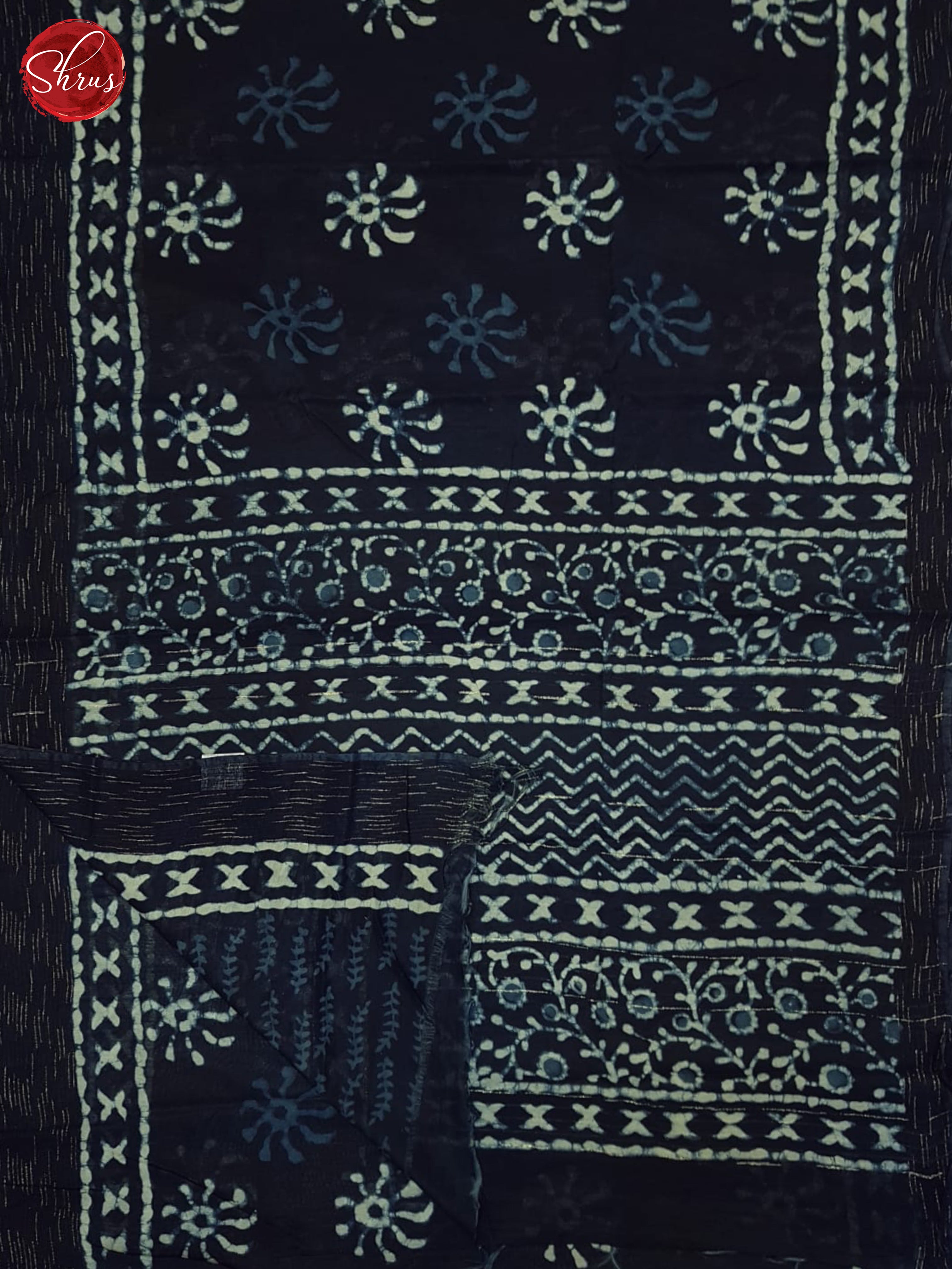 Blue(Single Tone) - Semi Chanderi Saree - Shop on ShrusEternity.com