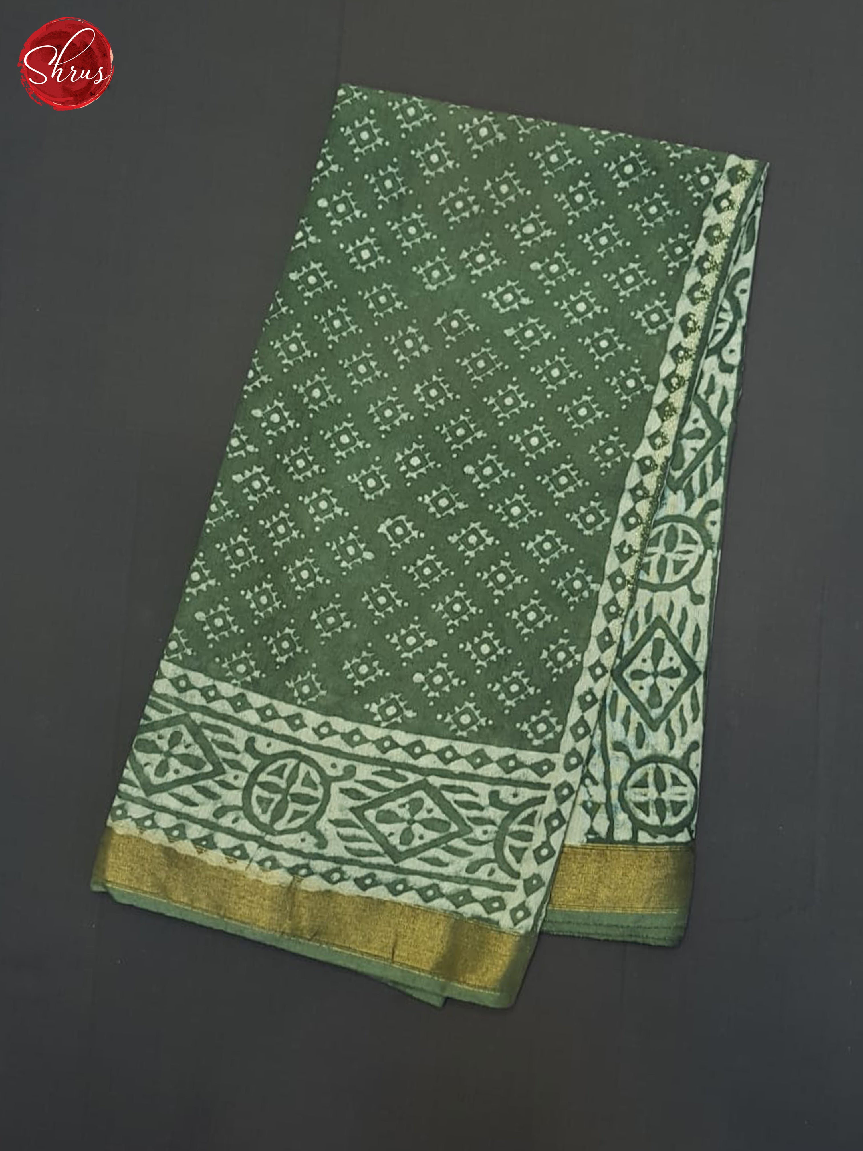 Green(Single Tone) - Semi Chanderi Saree - Shop on ShrusEternity.com