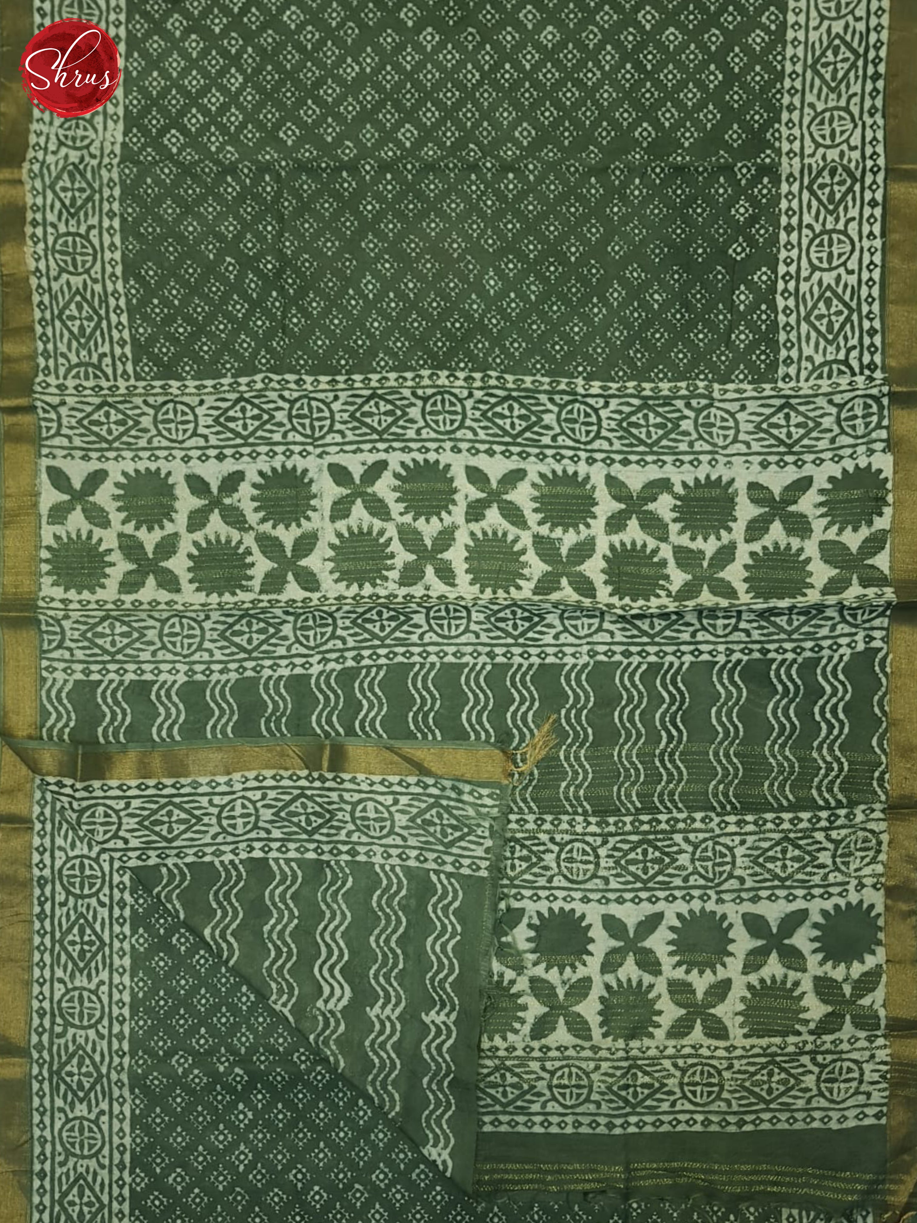 Green(Single Tone) - Semi Chanderi Saree - Shop on ShrusEternity.com