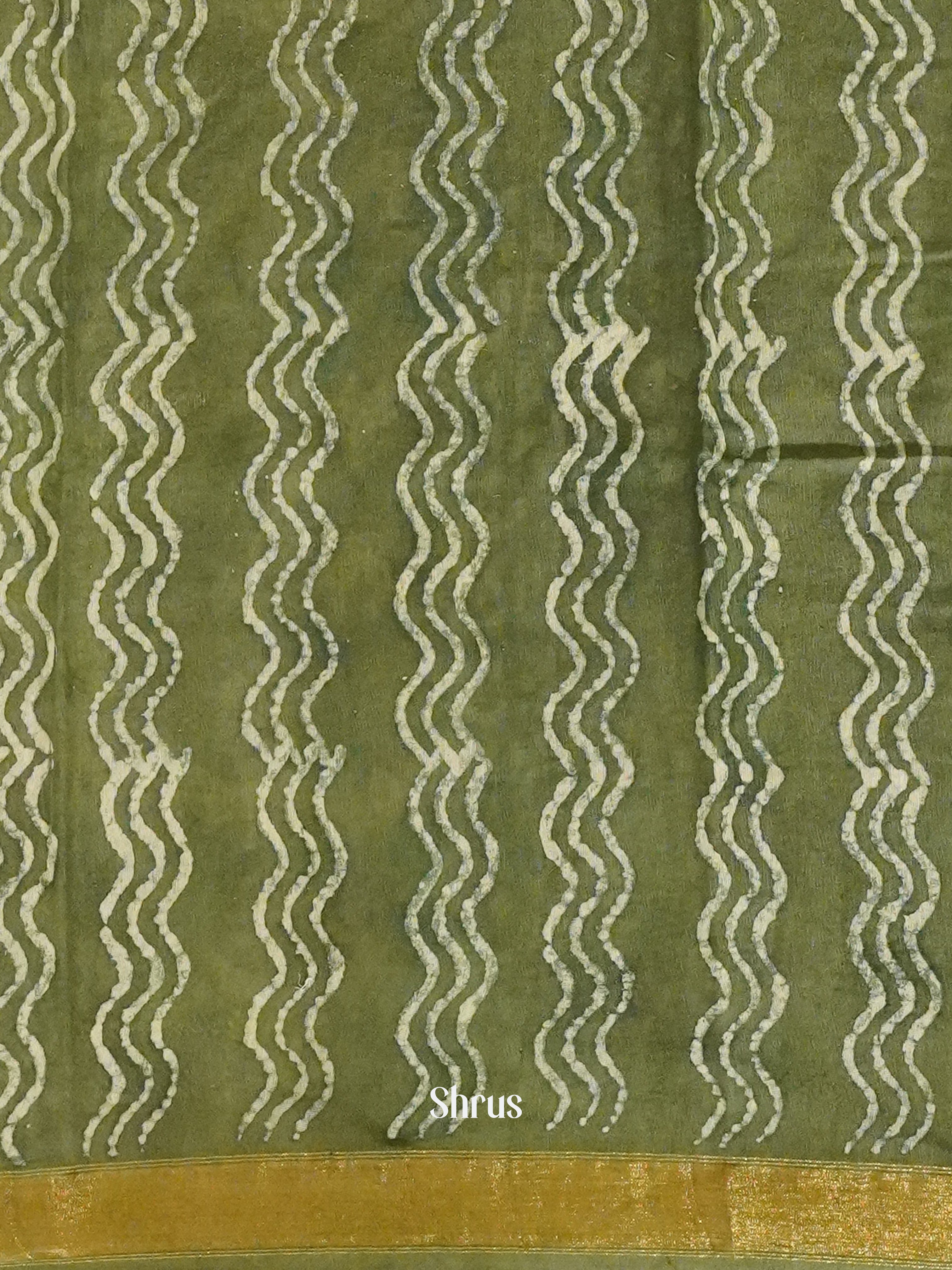 Green(Single Tone) - Semi Chanderi Saree - Shop on ShrusEternity.com