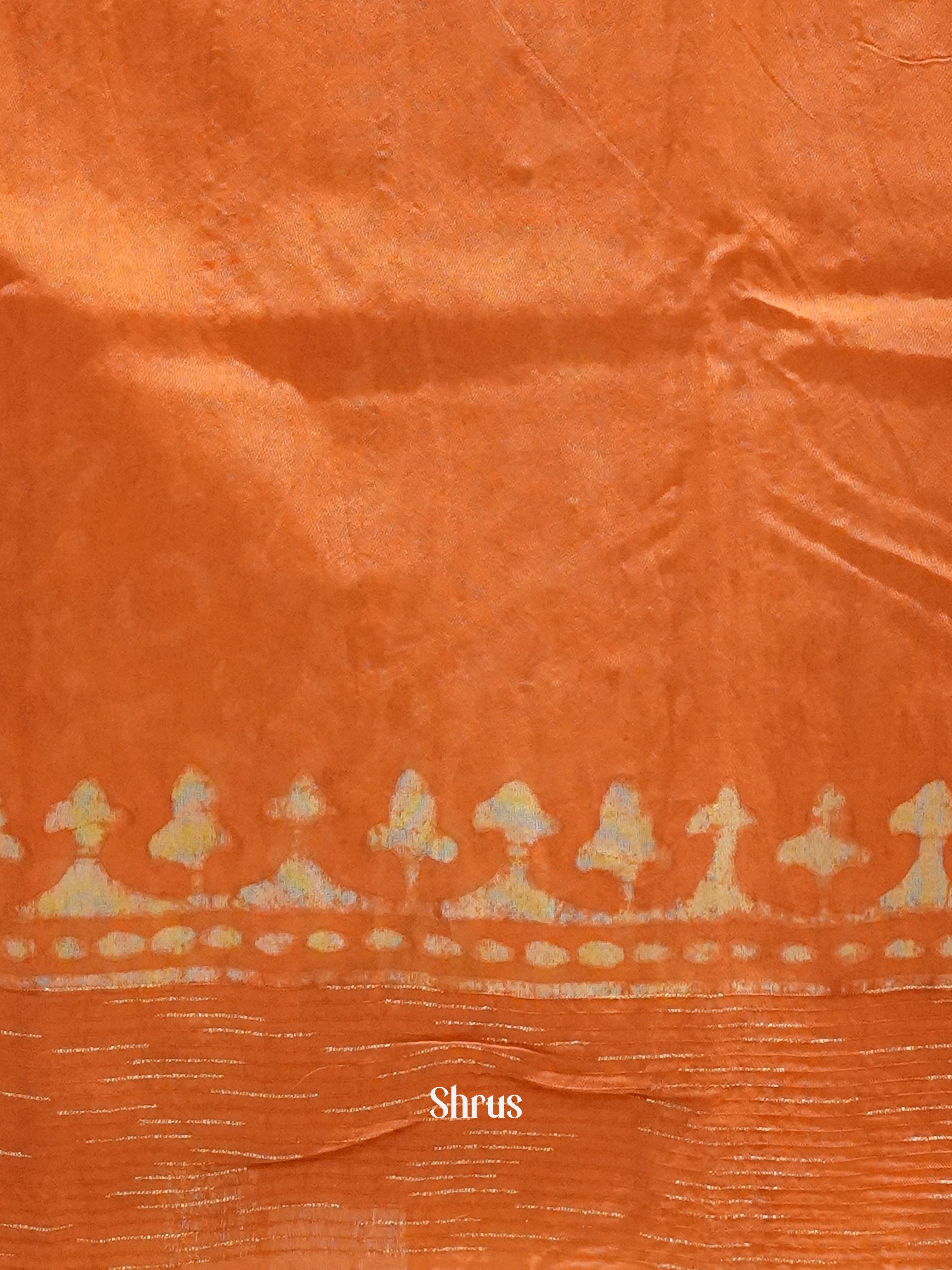 Brick Orange(Single Tone)- Semi Chanderi Saree - Shop on ShrusEternity.com