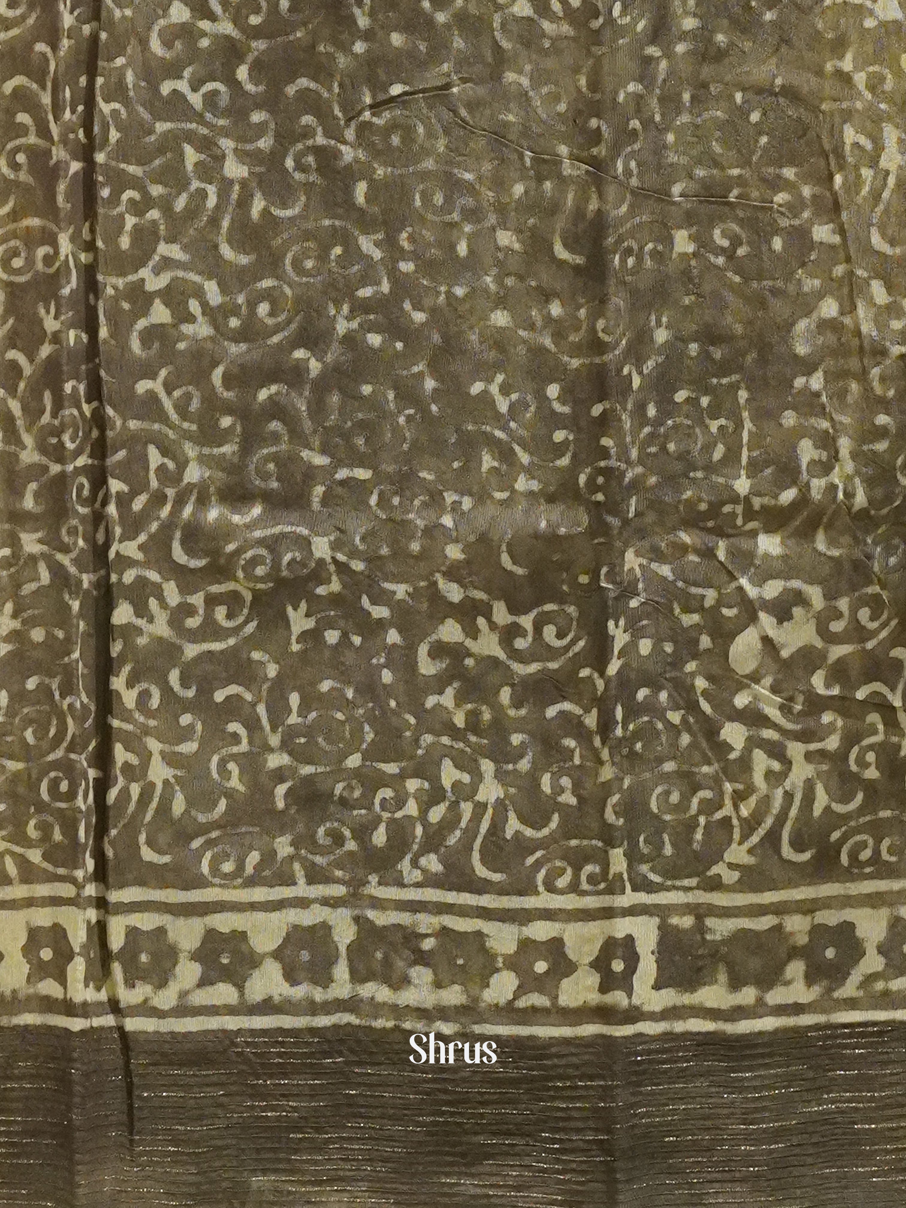 Grey(Single Tone) - Semi Chanderi Saree - Shop on ShrusEternity.com