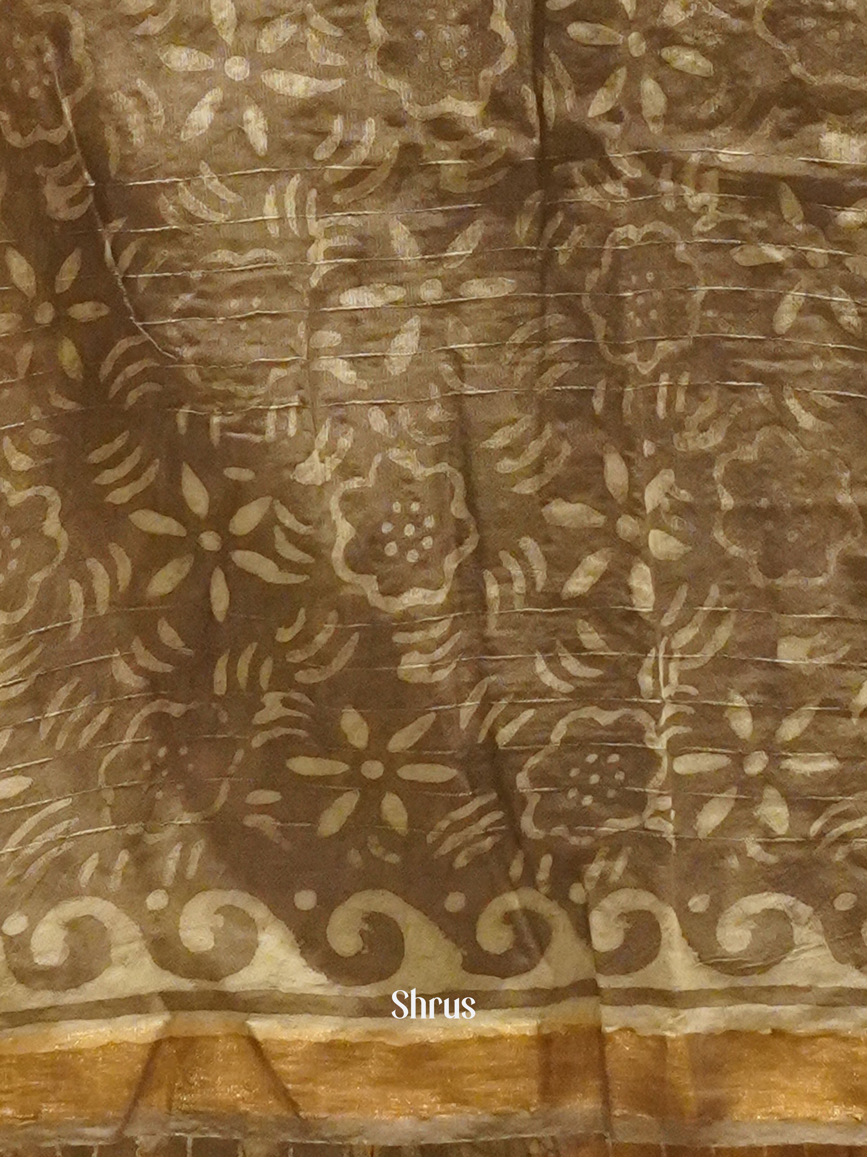 Brown(Single Tone) - Semi Chanderi Saree - Shop on ShrusEternity.com