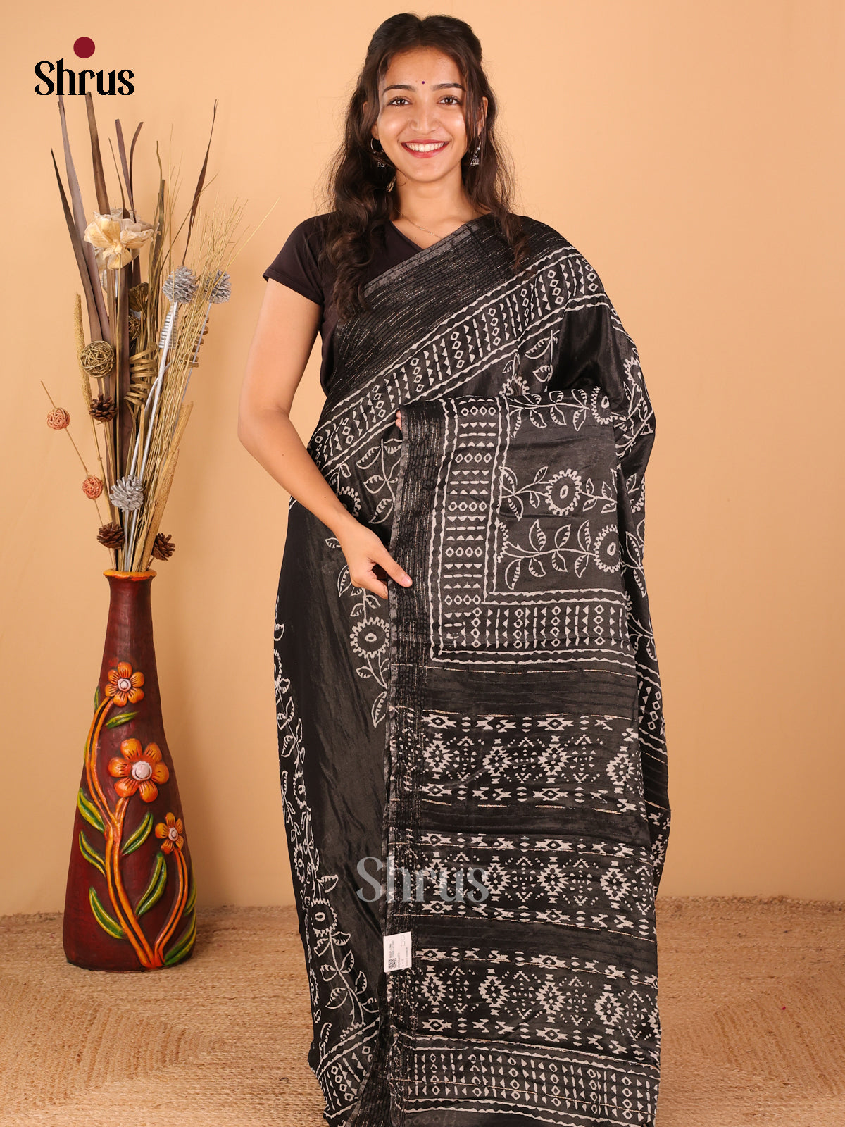 Black - Semi Chanderi - CCS14073 - Shop on ShrusEternity.com