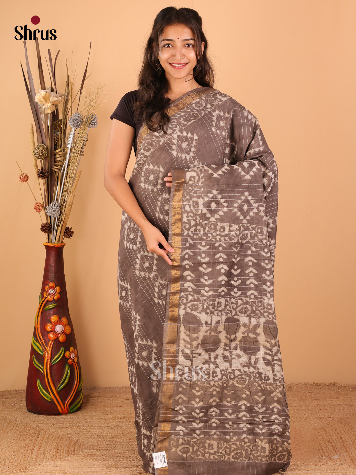 Mid Grey - Semi Chanderi - CCS14076 - Shop on ShrusEternity.com
