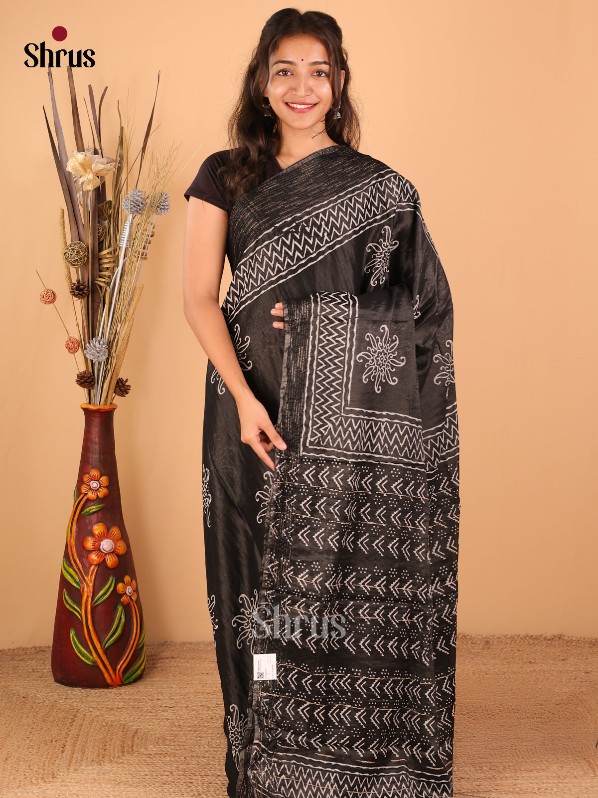 Black - Semi Chanderi - CCS14077 - Shop on ShrusEternity.com