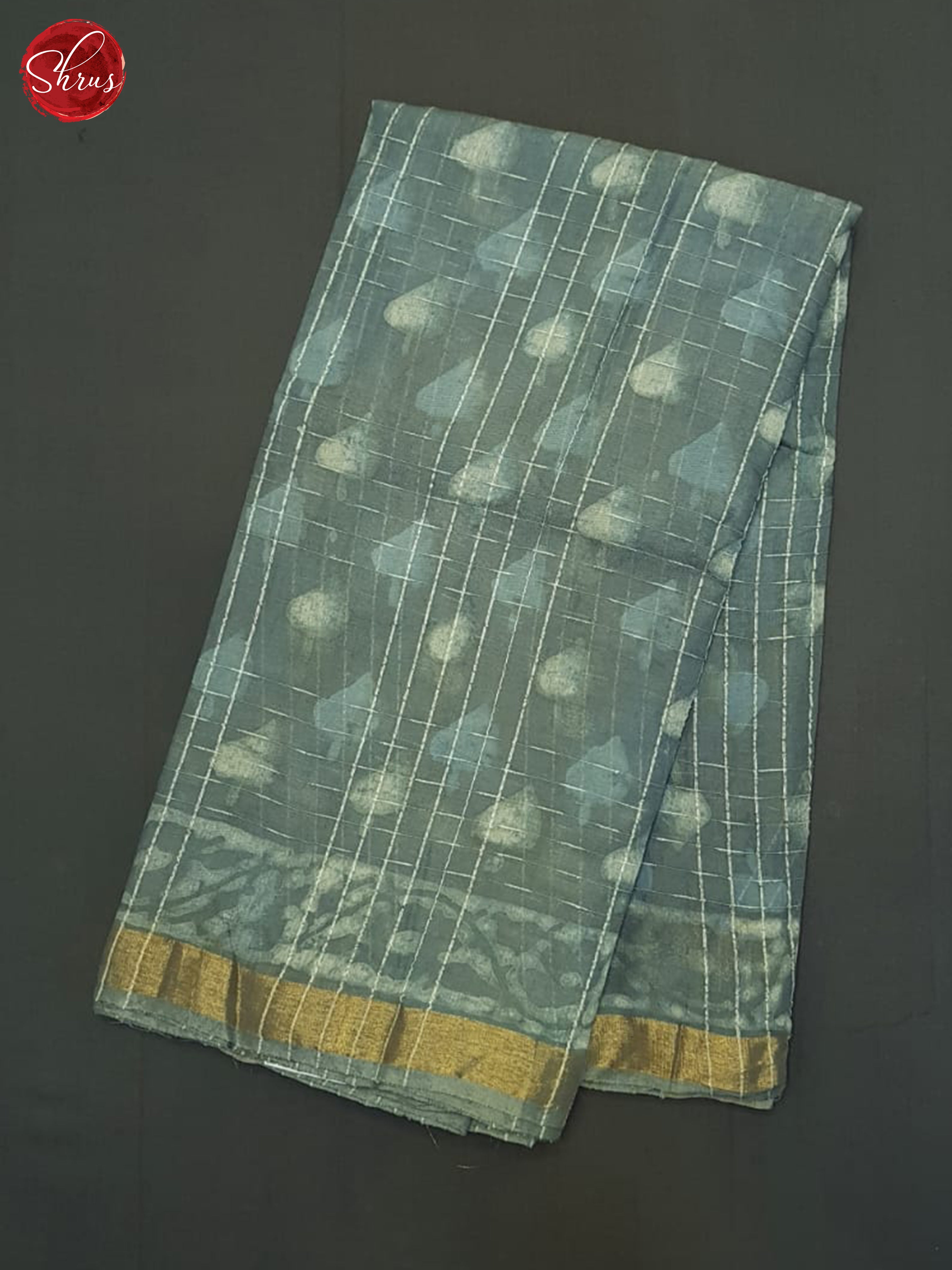 Grey(Single Tone) - Semi Chanderi Saree - Shop on ShrusEternity.com