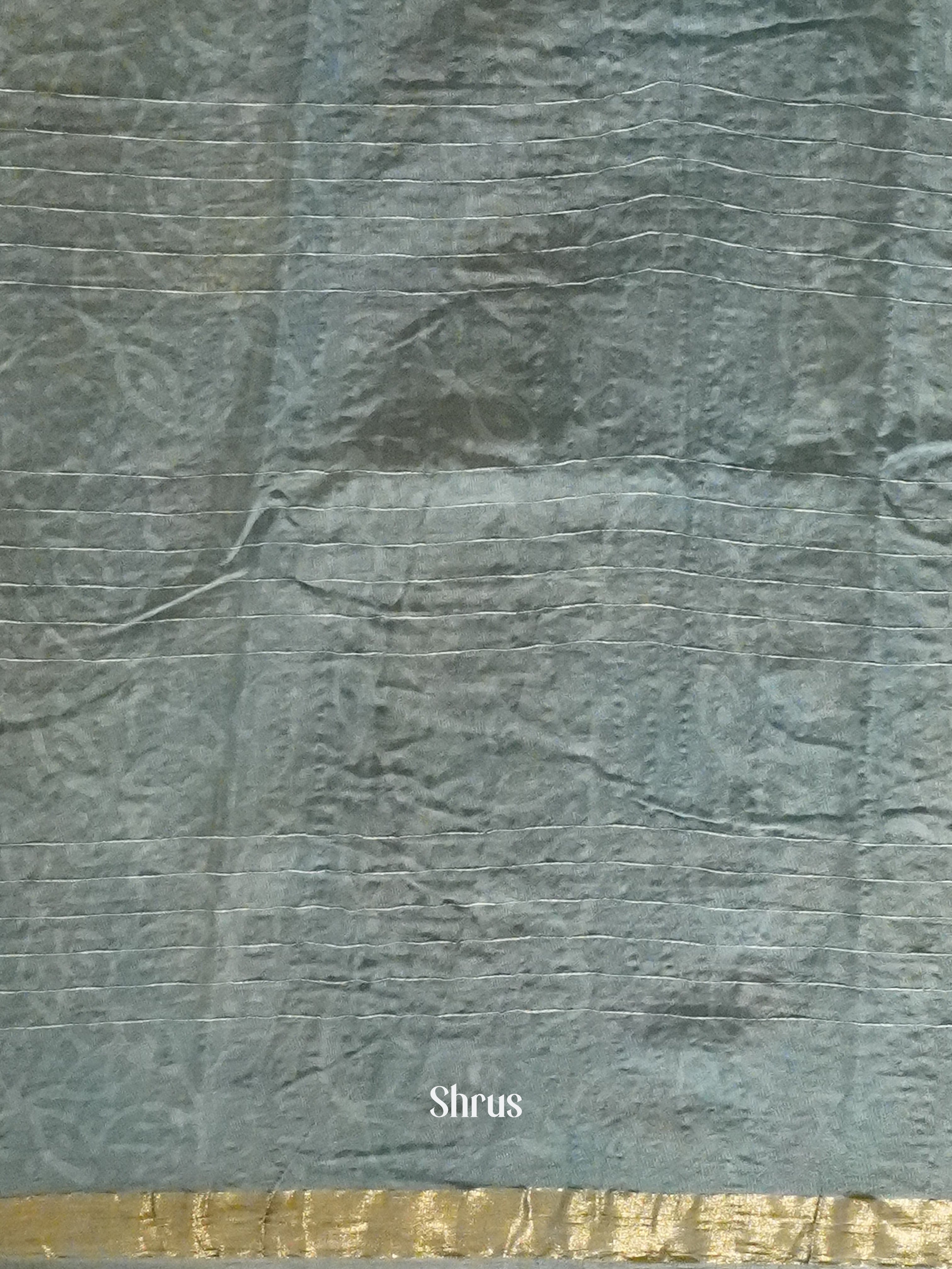 Grey(Single Tone) - Semi Chanderi Saree - Shop on ShrusEternity.com