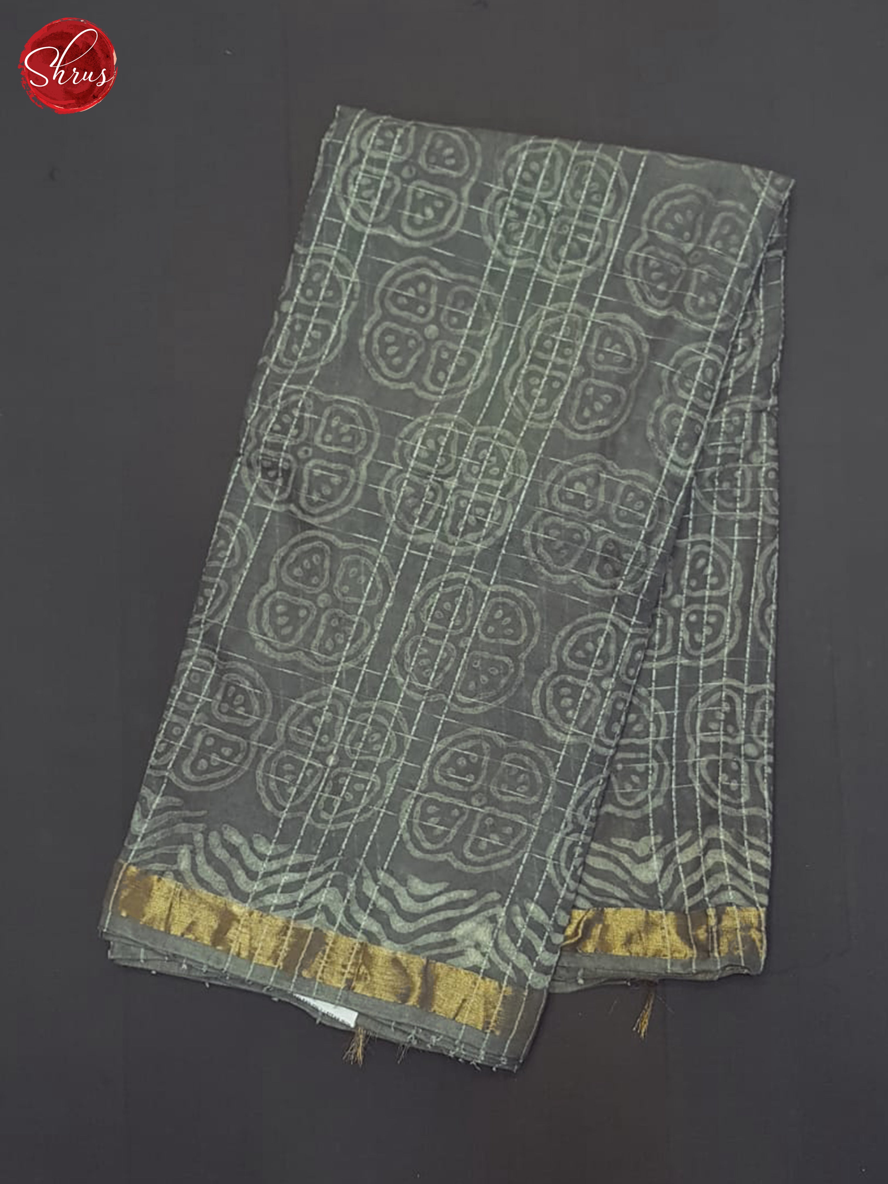 Grey(Single Tone) - Semi Chanderi Saree - Shop on ShrusEternity.com