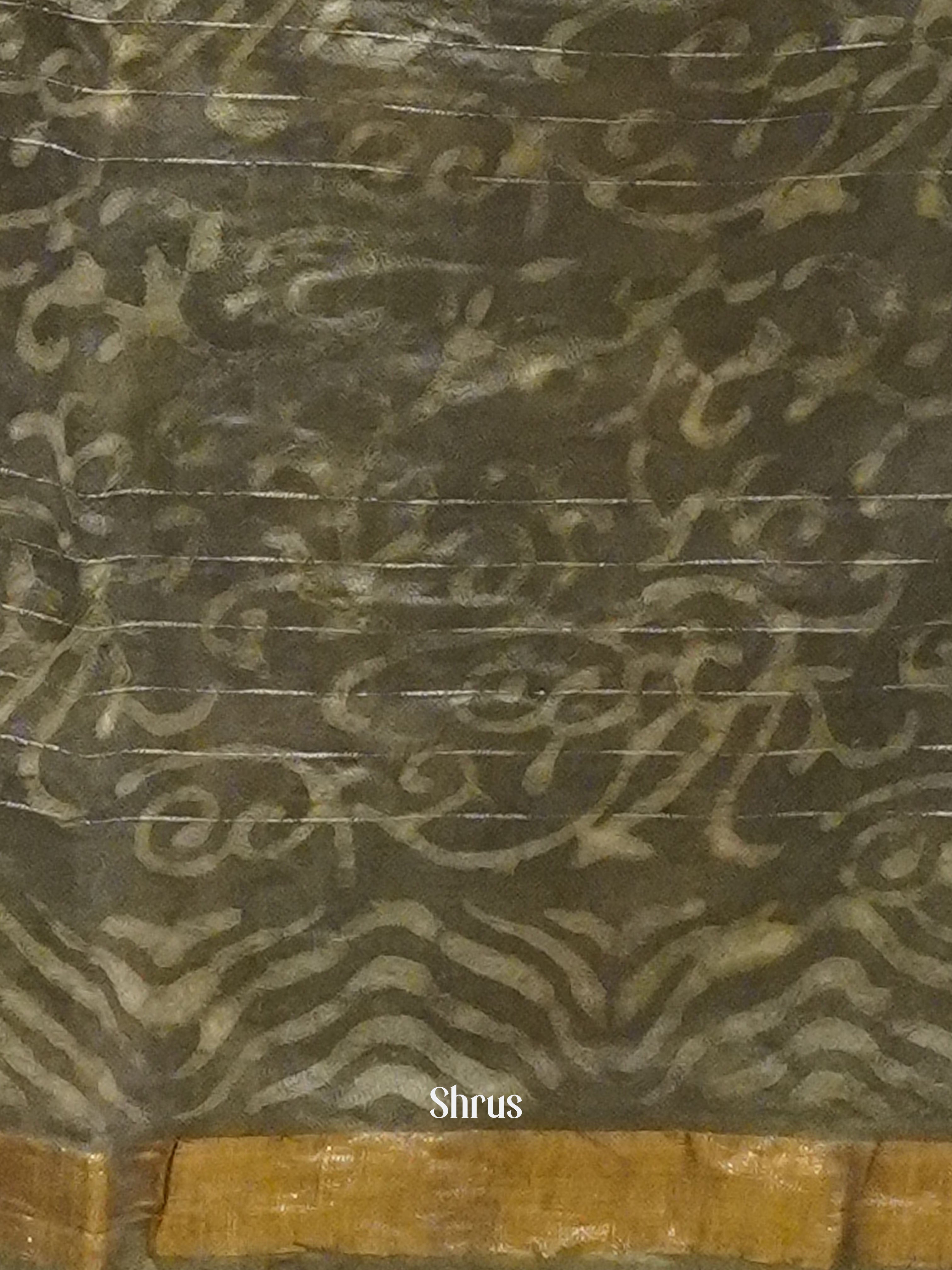 Grey(Single Tone) - Semi Chanderi Saree - Shop on ShrusEternity.com