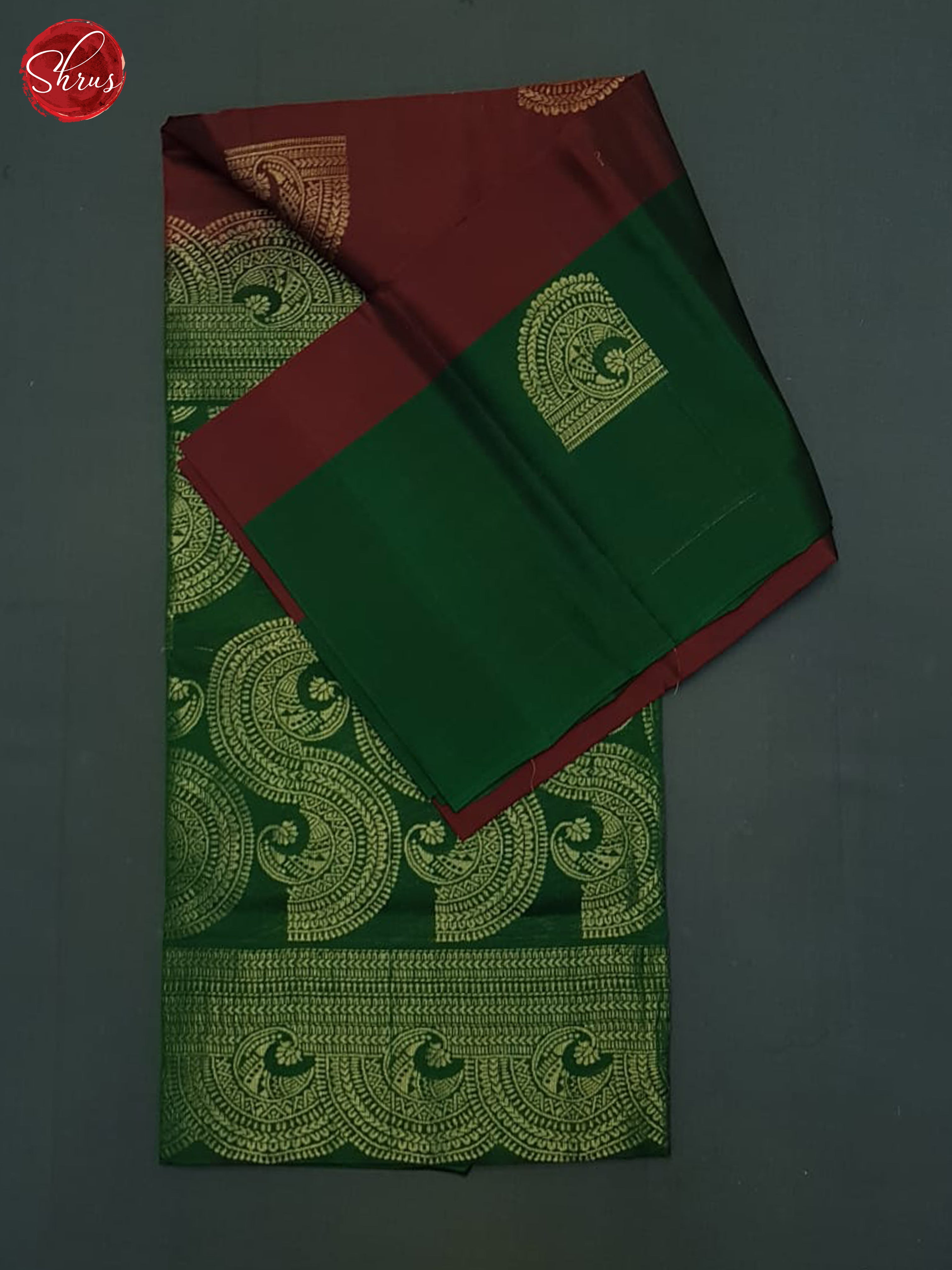 Arakku Maroon And Green- Soft Silk Half-pure Saree - Shop on ShrusEternity.com