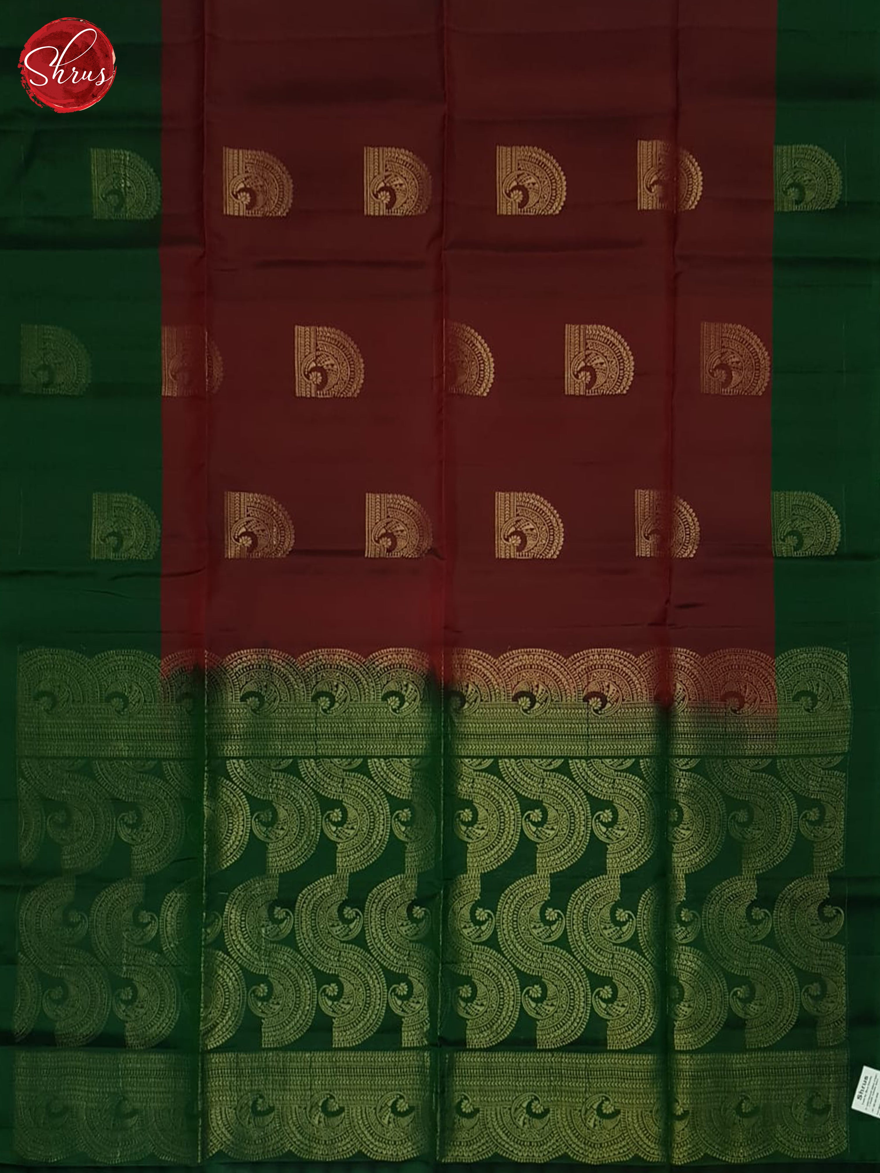 Arakku Maroon And Green- Soft Silk Half-pure Saree - Shop on ShrusEternity.com