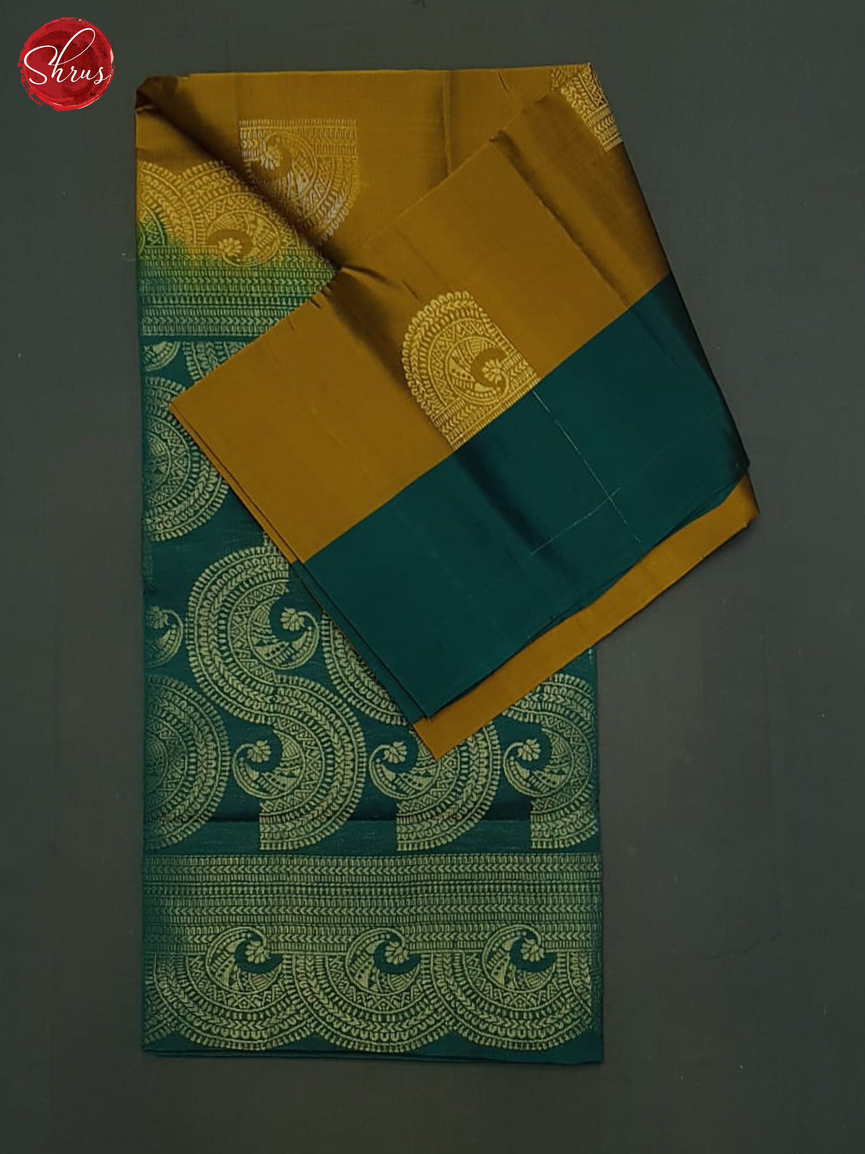 Mustard And Green- Soft Silk Half-pure Saree - Shop on ShrusEternity.com