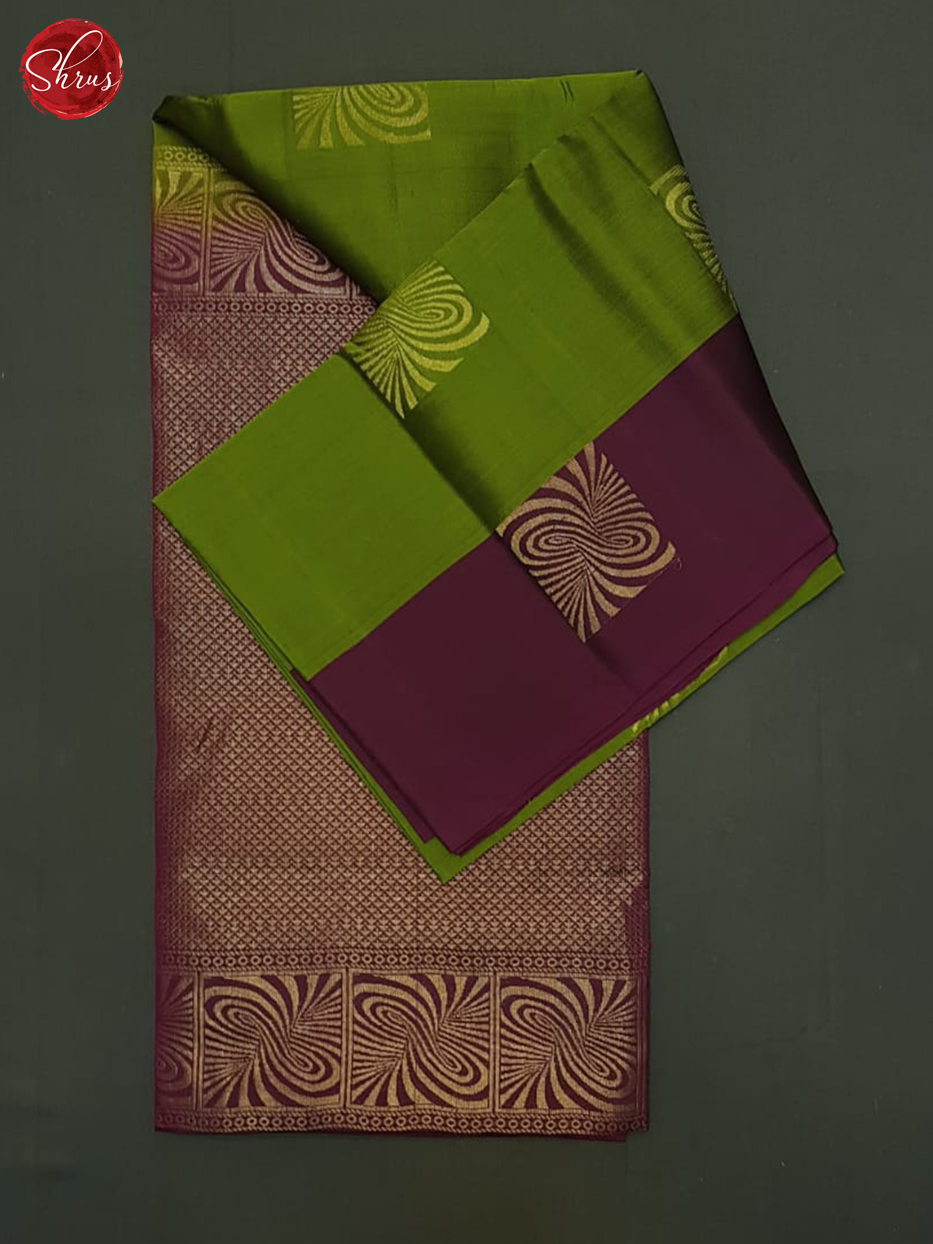 Green And Wine- oft Silk Half-pure Saree - Shop on ShrusEternity.com