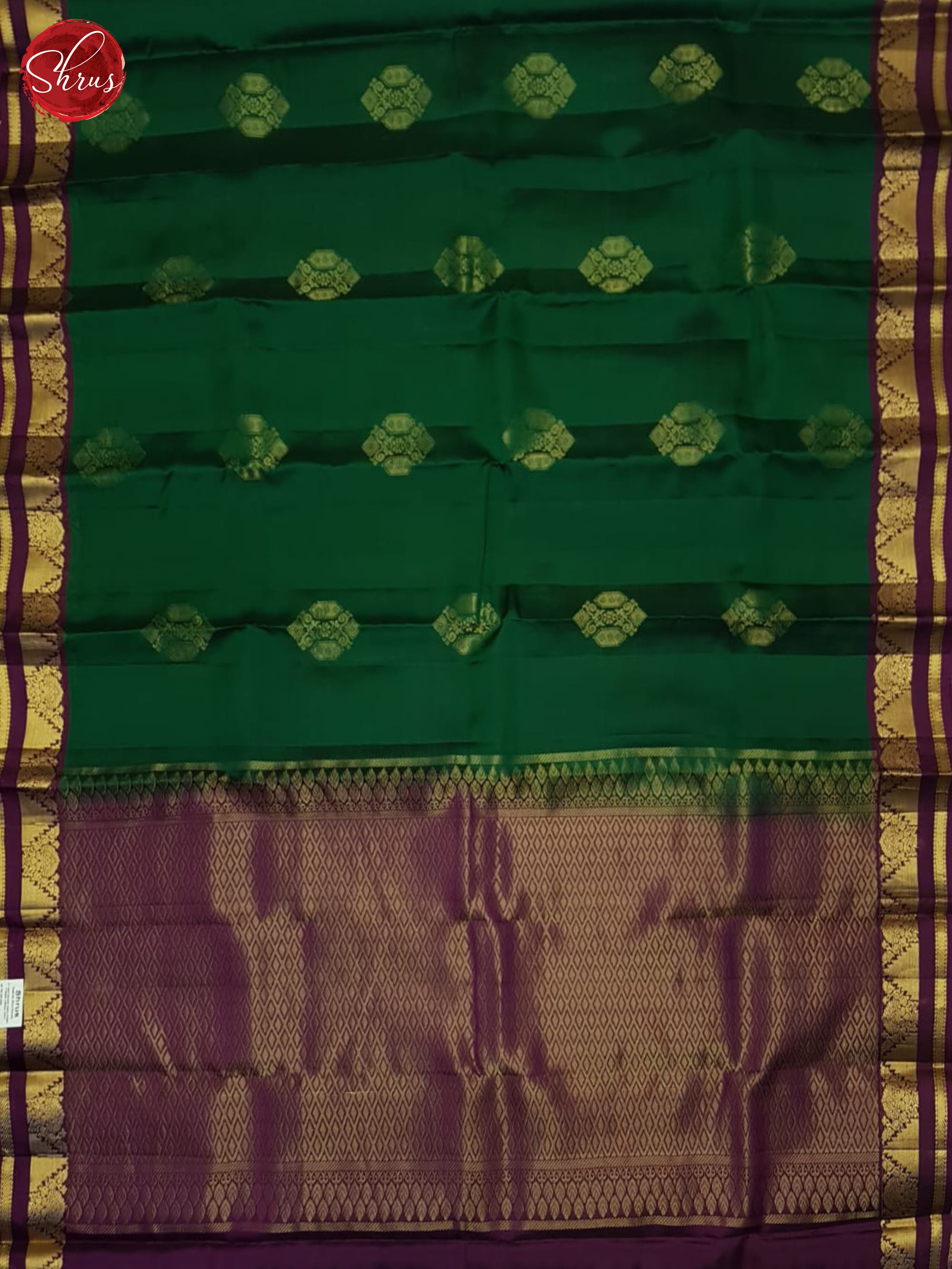 Green And Deep Wine- Soft Silk Half-pure Saree - Shop on ShrusEternity.com