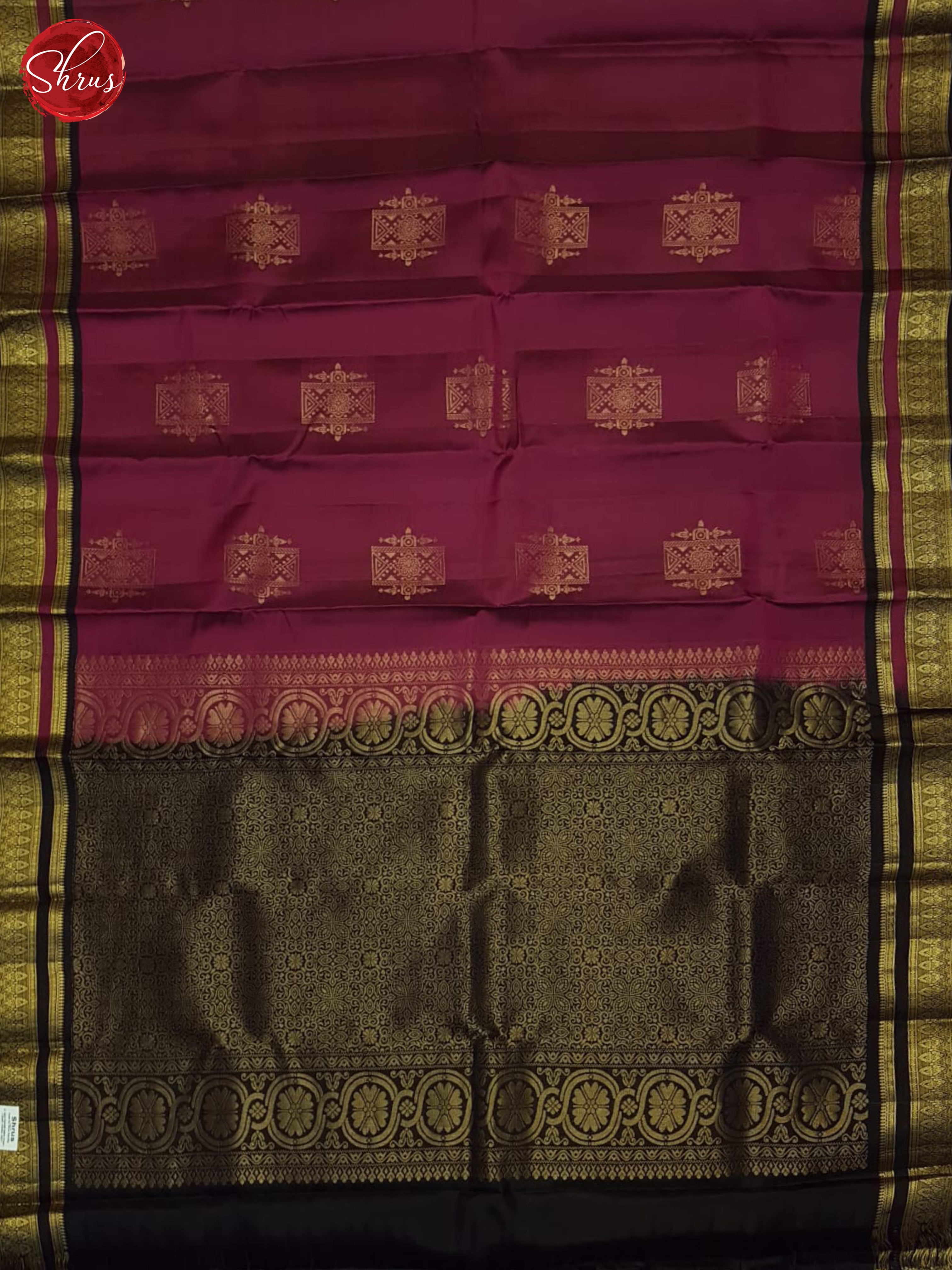 Maroon And Navy Blue- Soft Silk Half-pure Saree - Shop on ShrusEternity.com