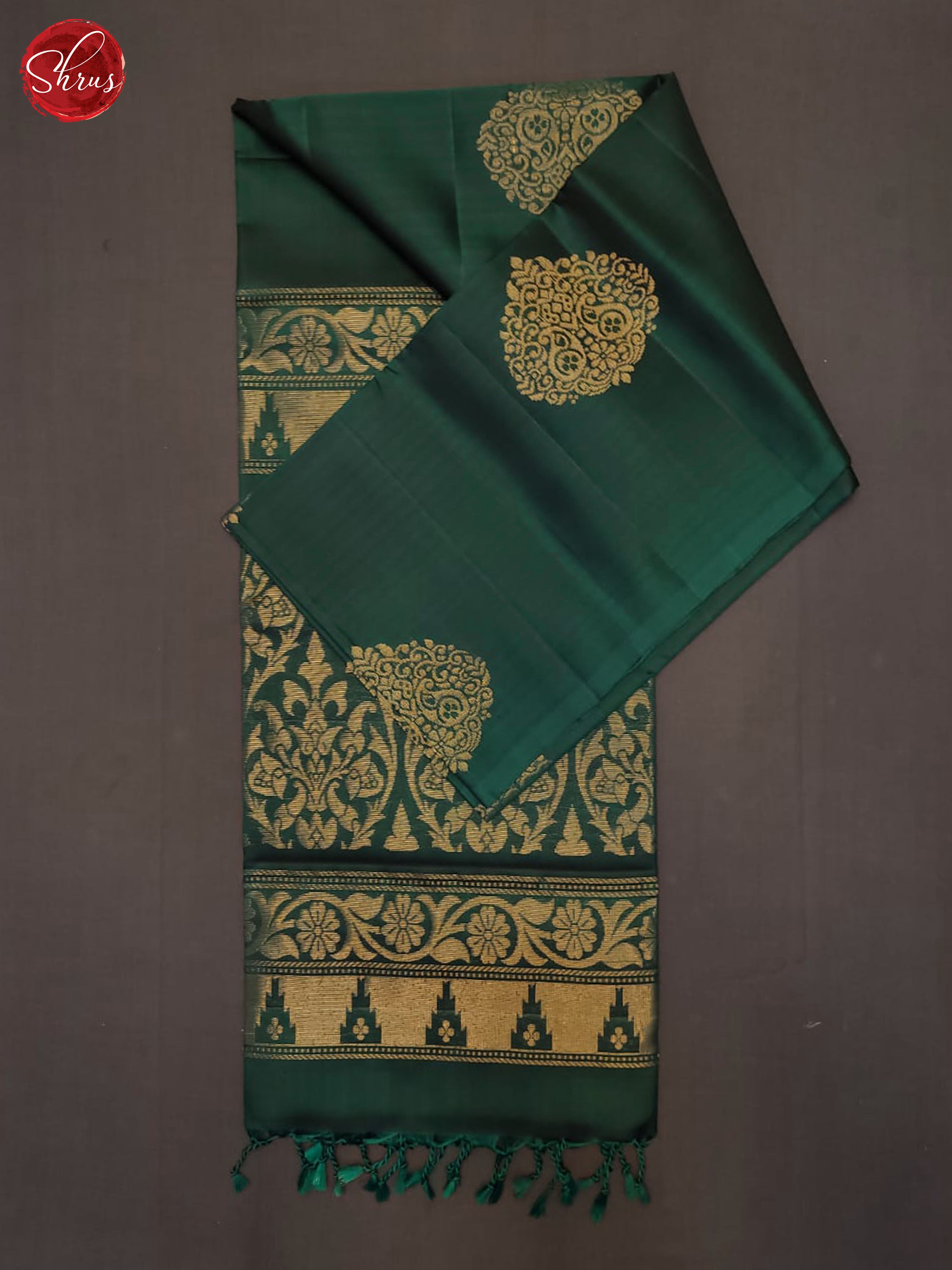 Green(Single tone)- Soft Silk Half-pure Saree - Shop on ShrusEternity.com