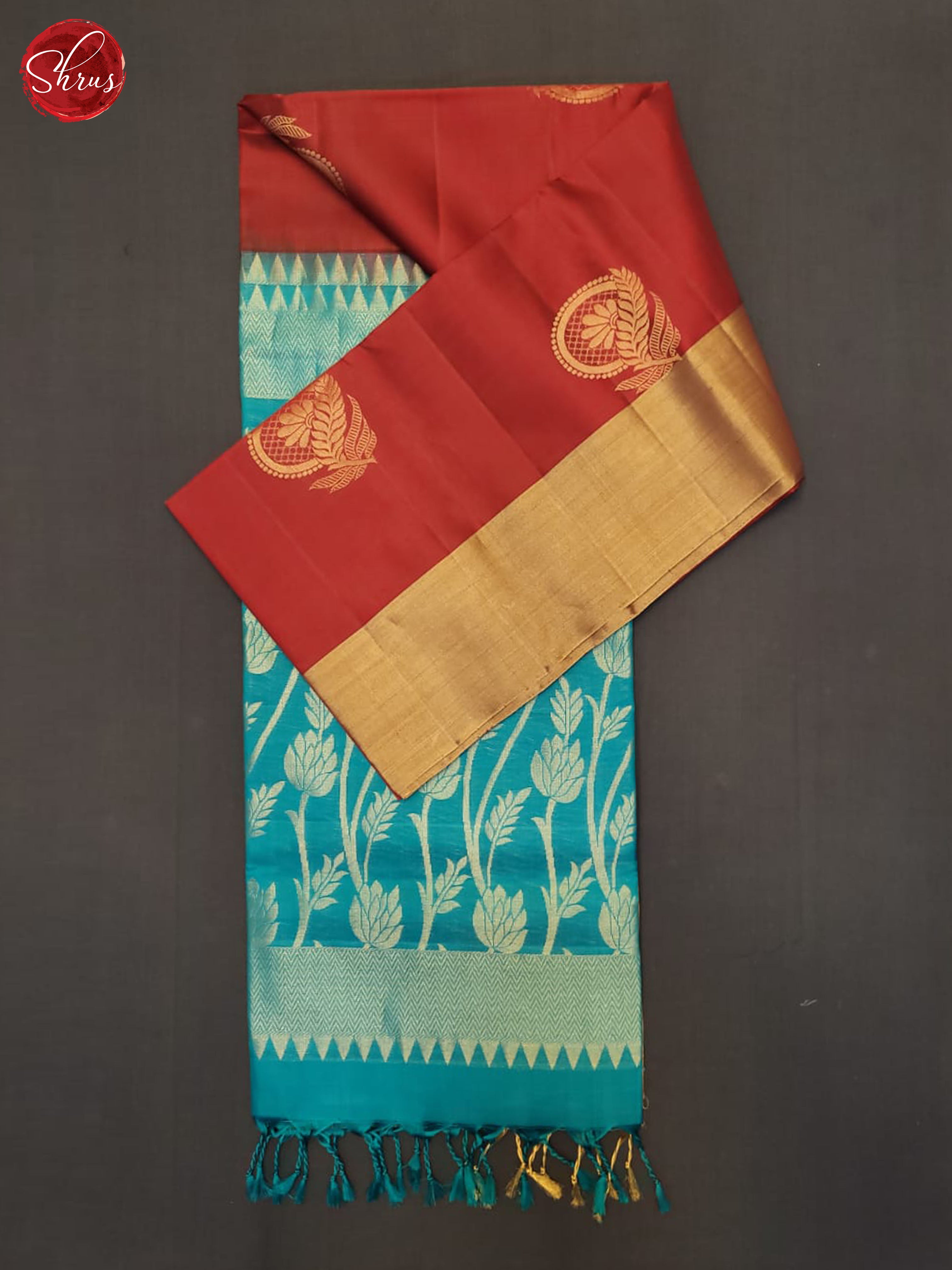 Araku Maroon And Blue- Soft Silk Half- pure saree - Shop on ShrusEternity.com