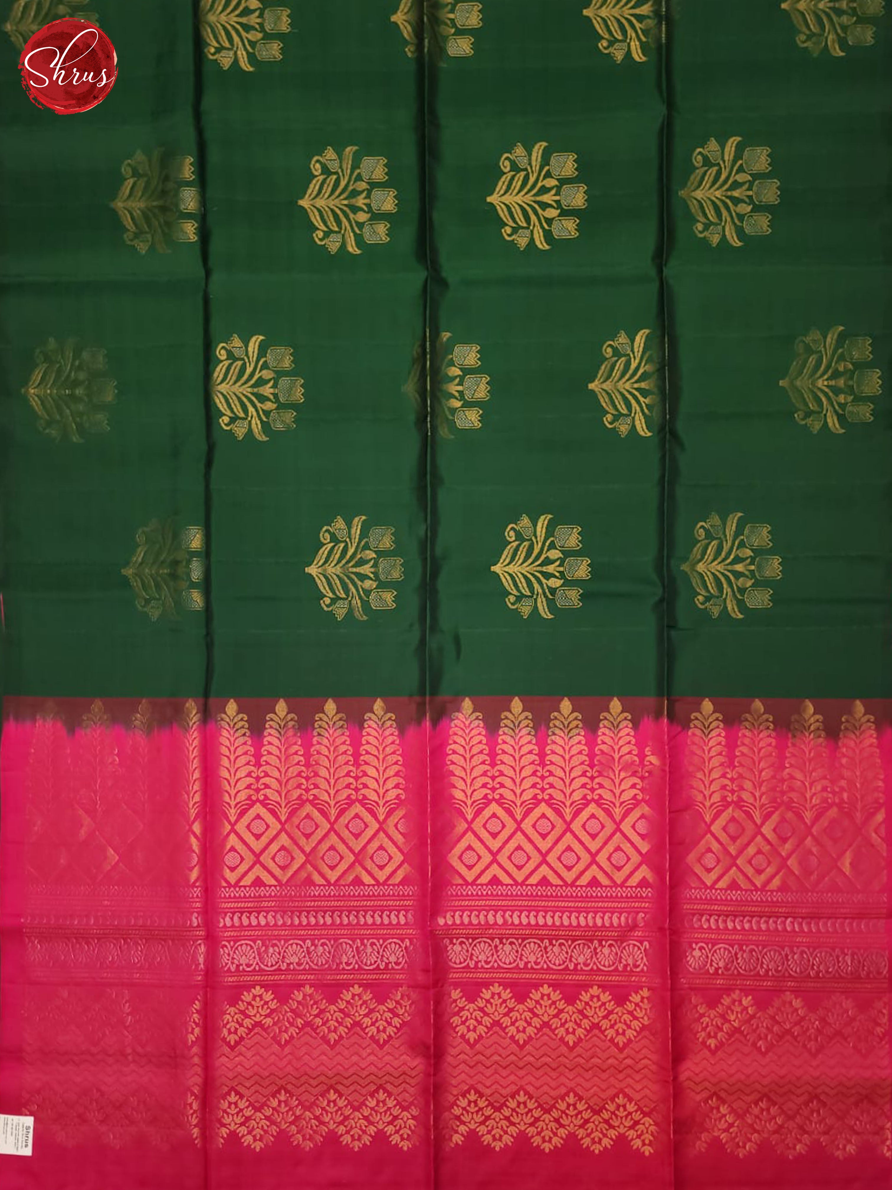 Green And Pink- Soft Silk Half-pure Saree - Shop on ShrusEternity.com