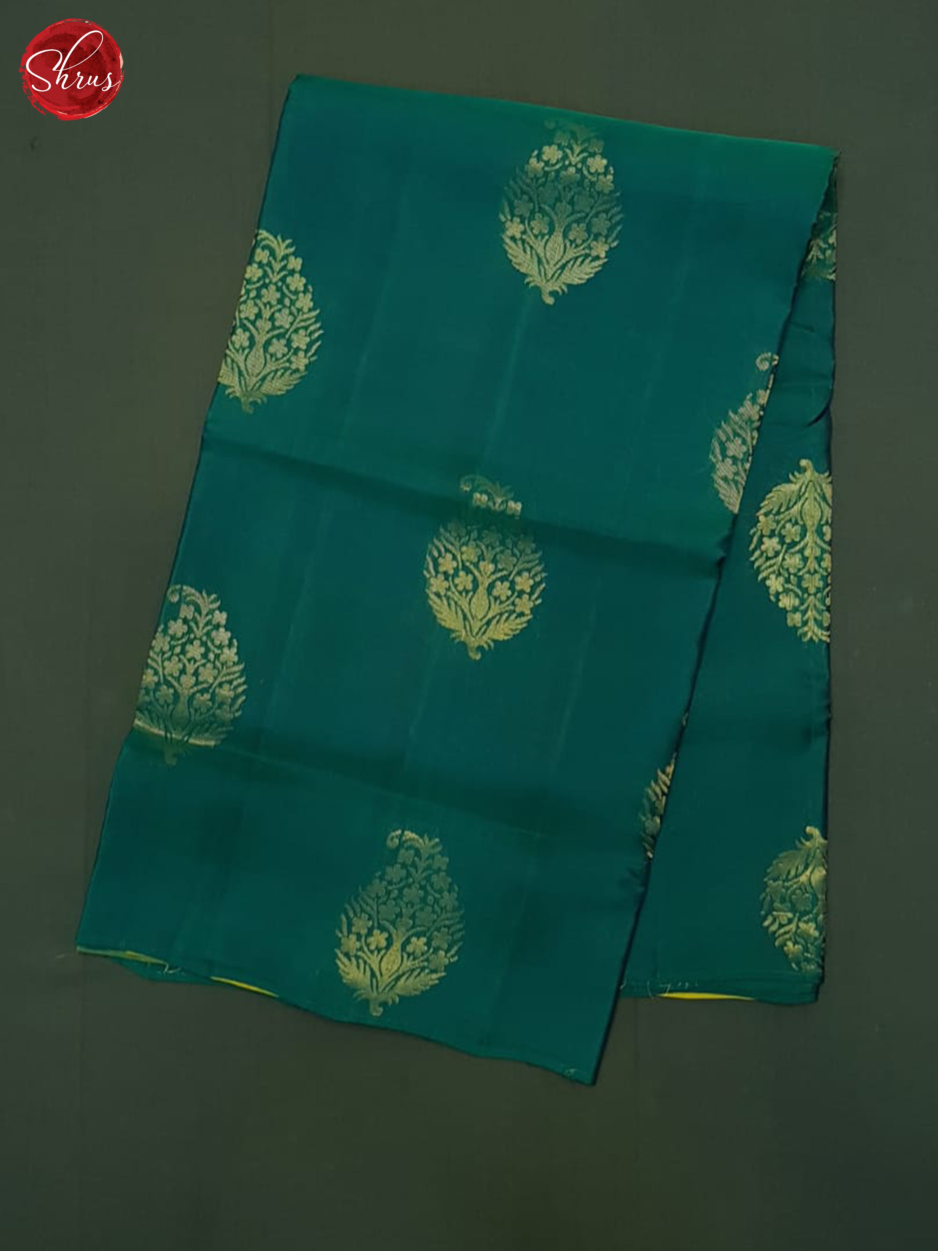 Peacock Neck & Mustard - Softsilk-halfpure Saree - Shop on ShrusEternity.com
