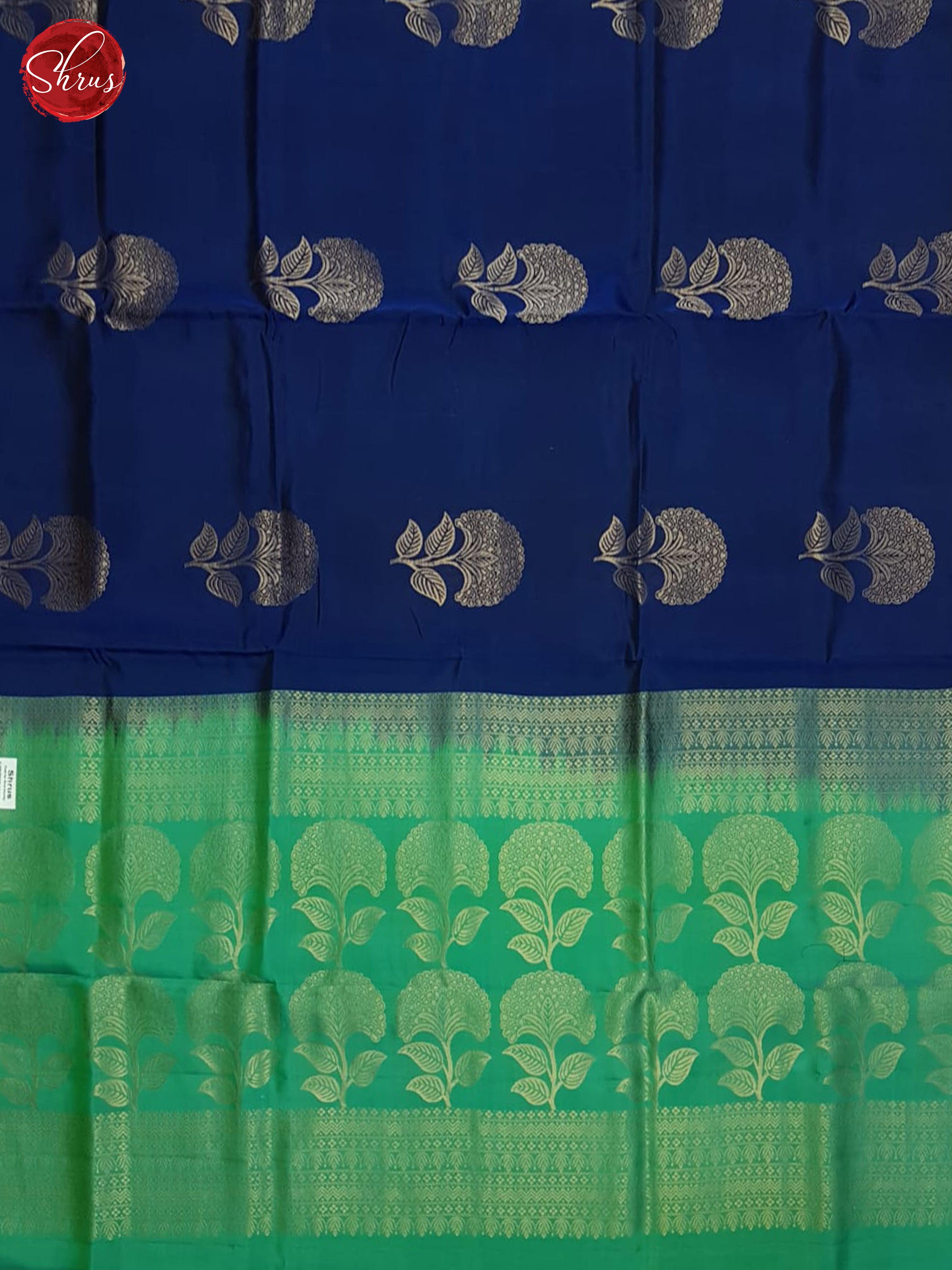 Blue & Green- Soft Silk Half pure Saree - Shop on ShrusEternity.com