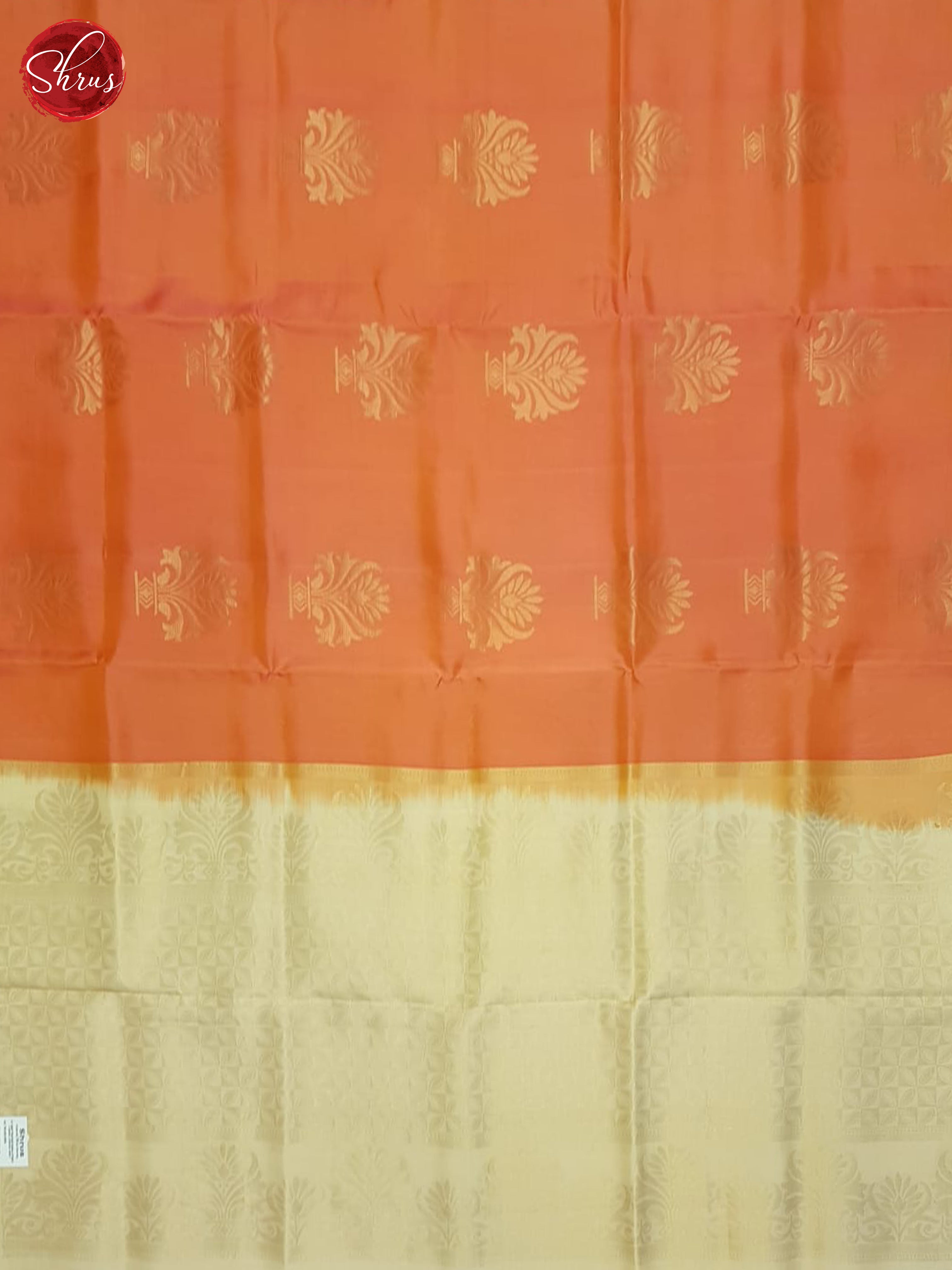 Orangish Pink And Cream- SOft Silk Half-pure Saree - Shop on ShrusEternity.com