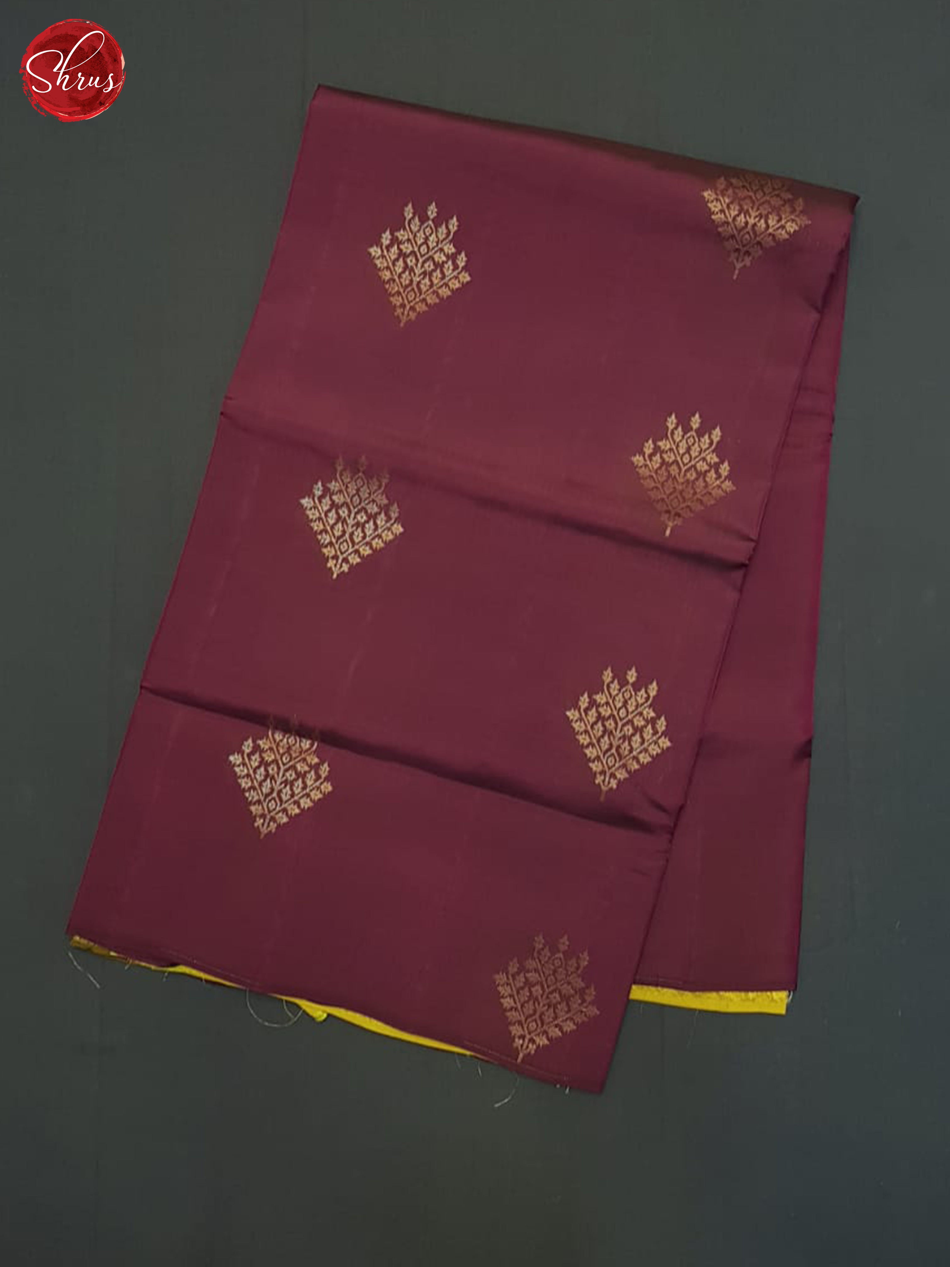 Wine And Mustard- Soft Silk half -pure Saree - Shop on ShrusEternity.com
