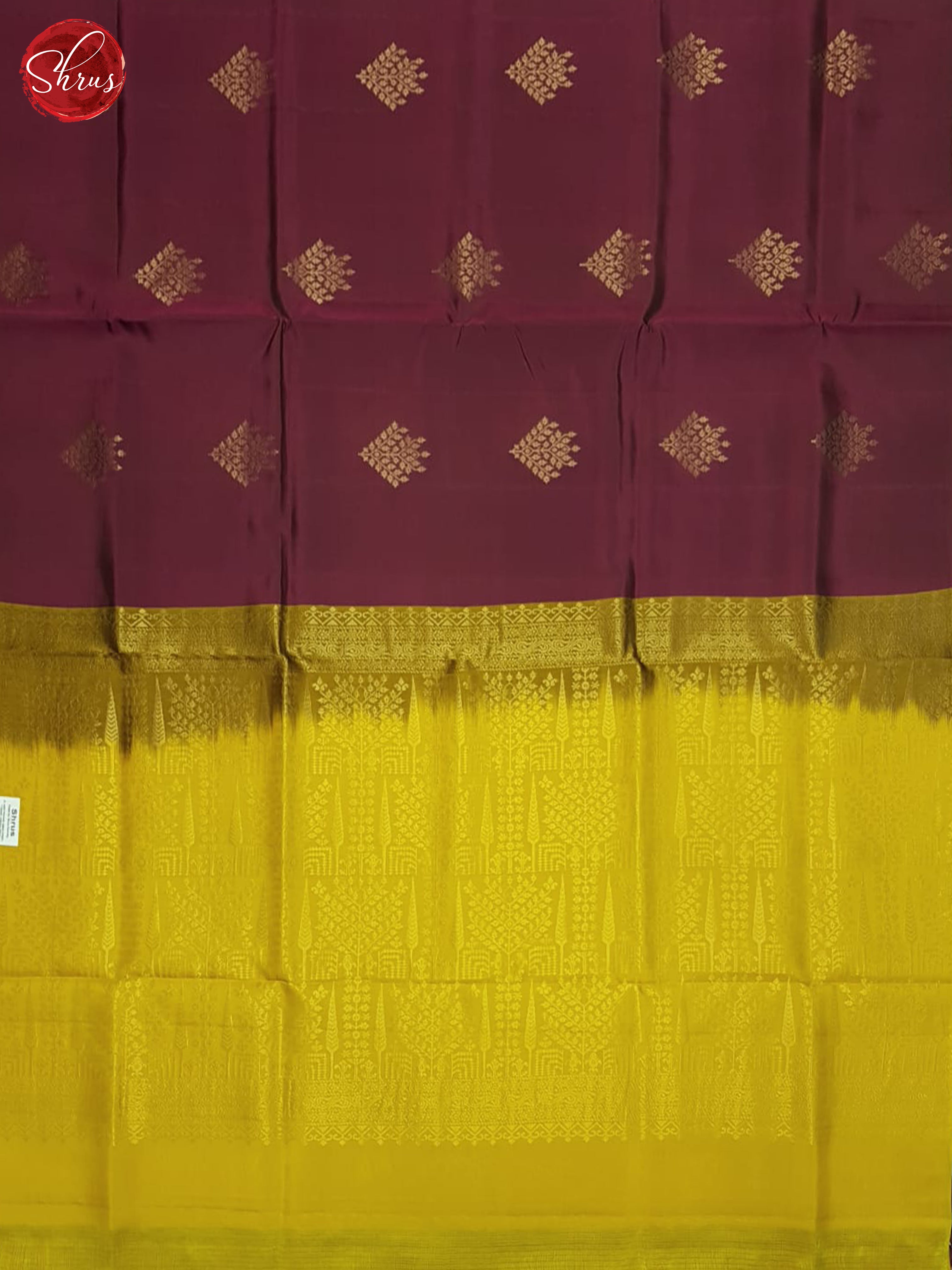 Wine And Mustard- Soft Silk half -pure Saree - Shop on ShrusEternity.com