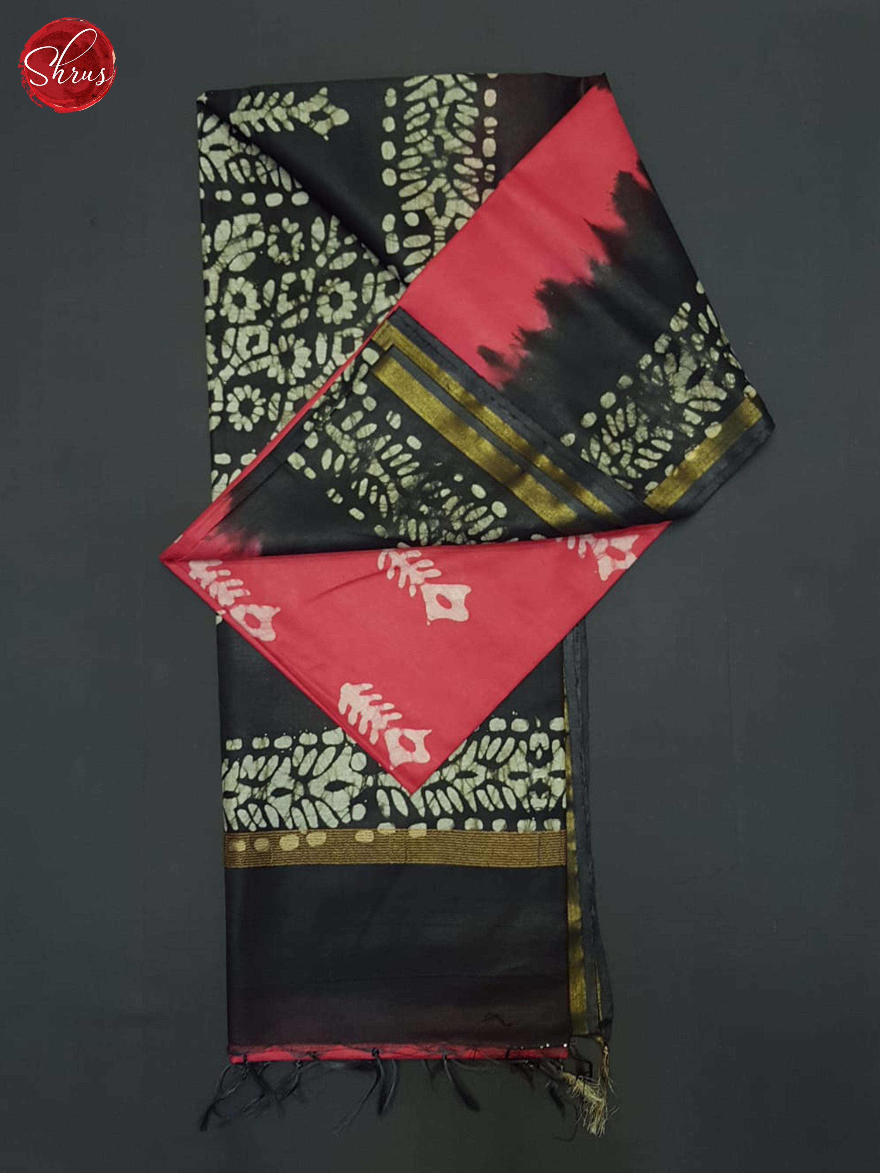Reddish Pink And Black - Bhatik Saree - Shop on ShrusEternity.com