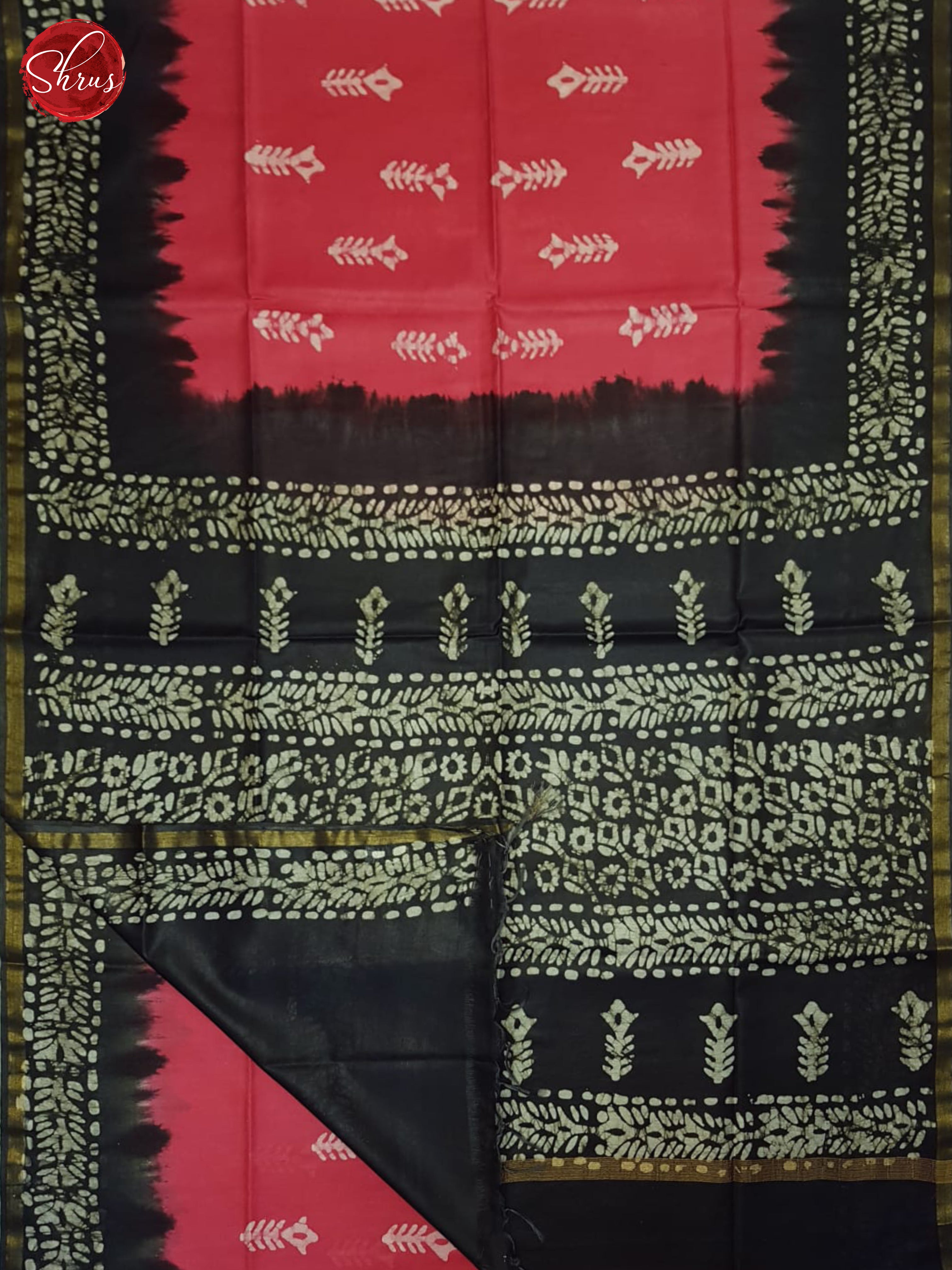 Reddish Pink And Black - Bhatik Saree - Shop on ShrusEternity.com
