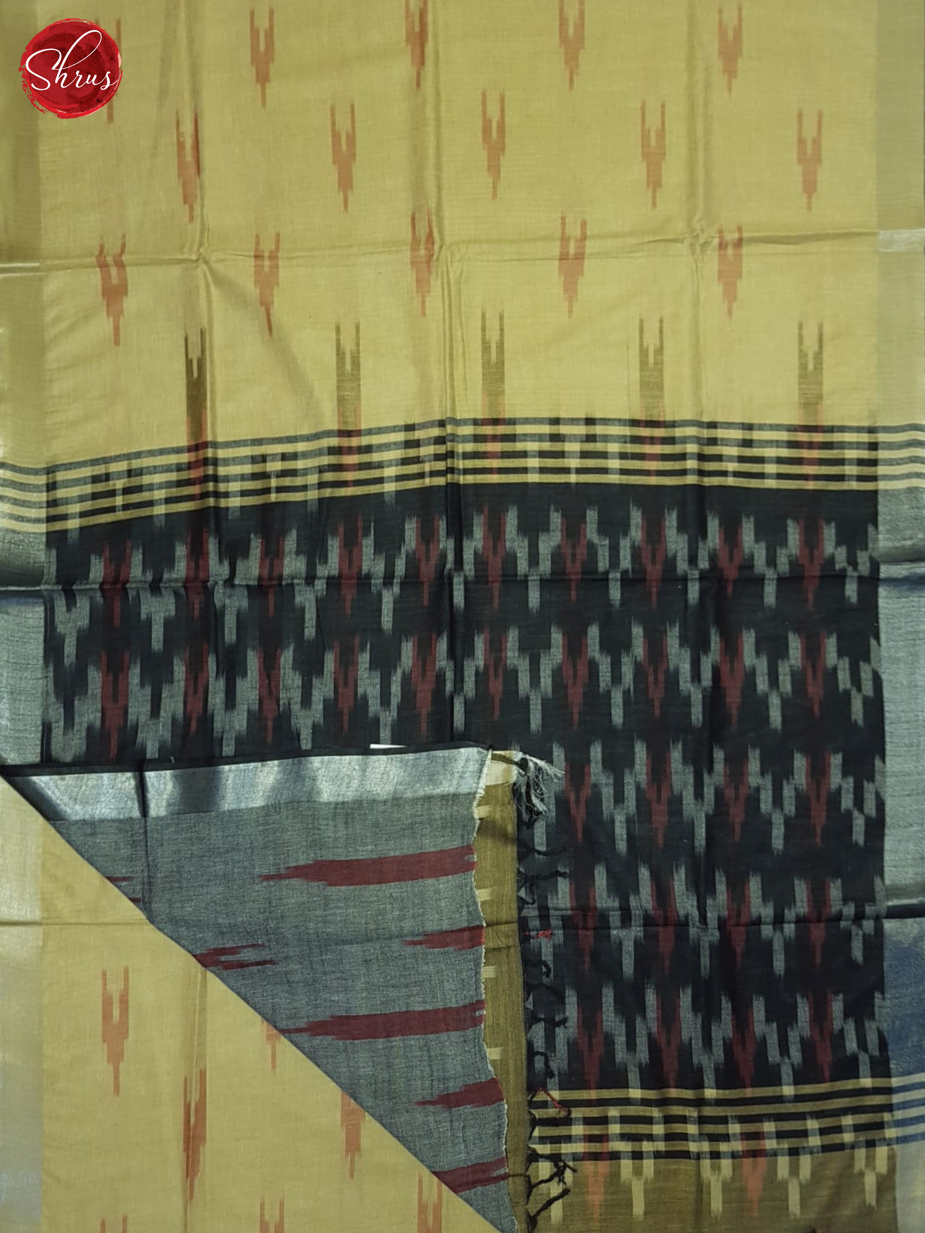Yellow & Grey - Semi Ikkat Saree - Shop on ShrusEternity.com