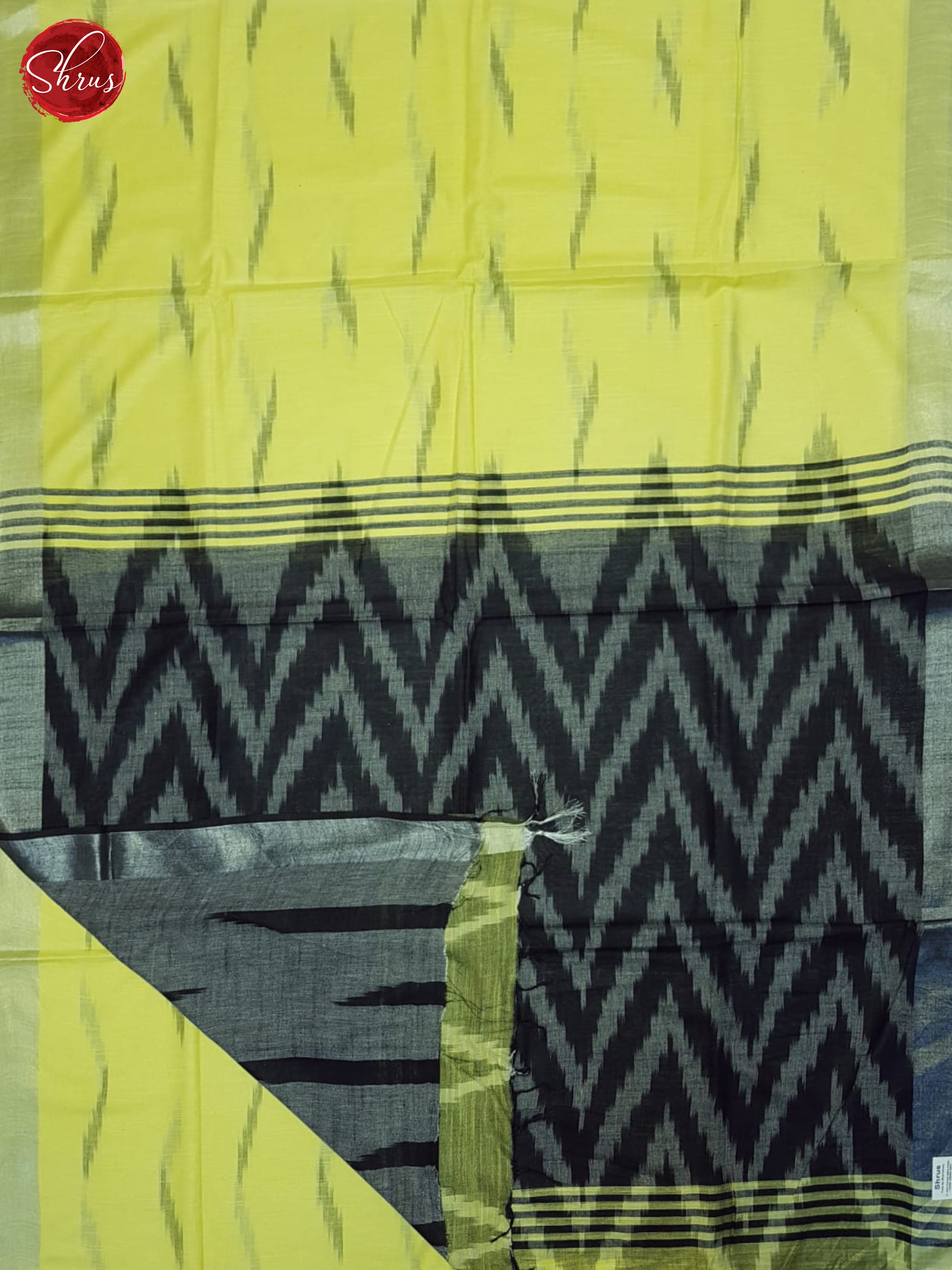 Yellow & Grey - Semi Ikkat Saree - Shop on ShrusEternity.com