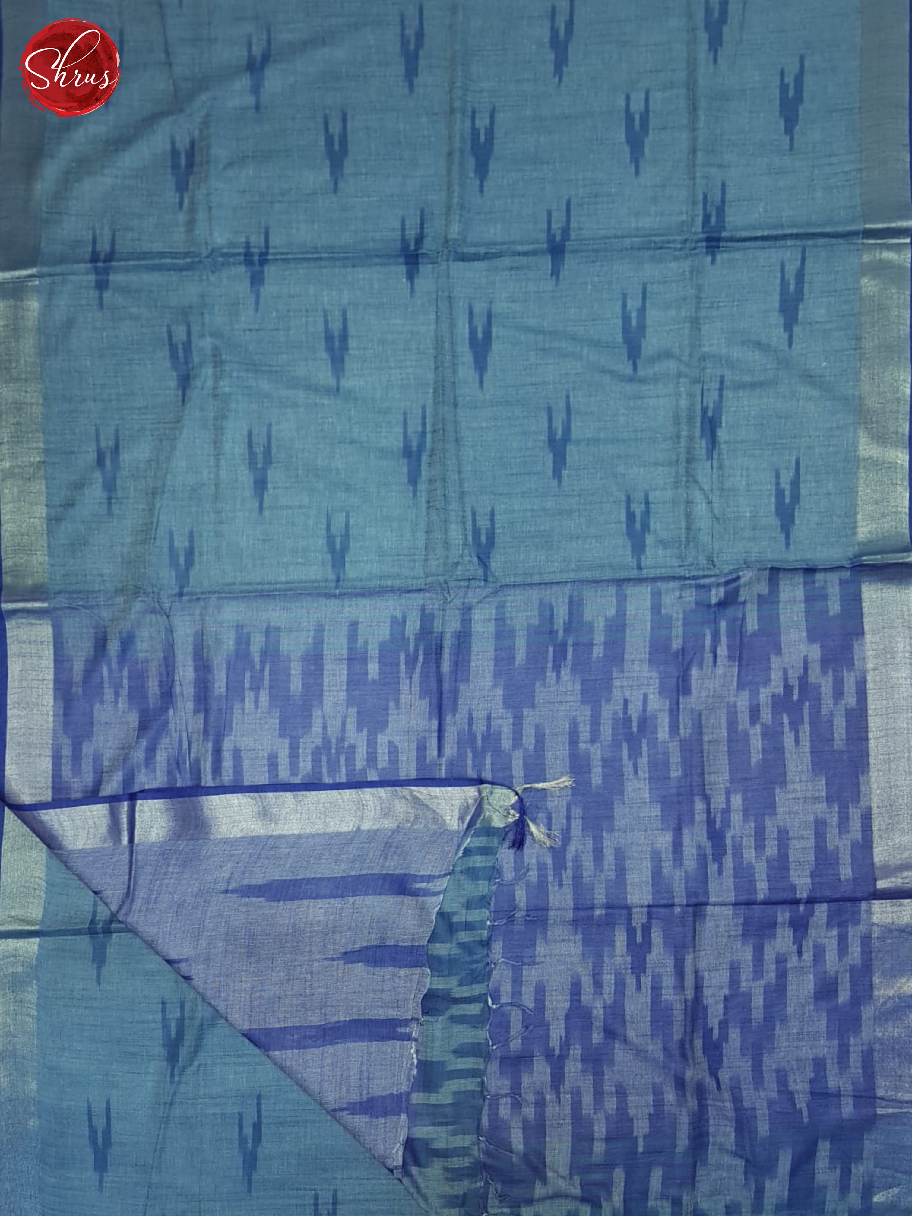 Blue & Grey- Semi Ikkat Saree - Shop on ShrusEternity.com