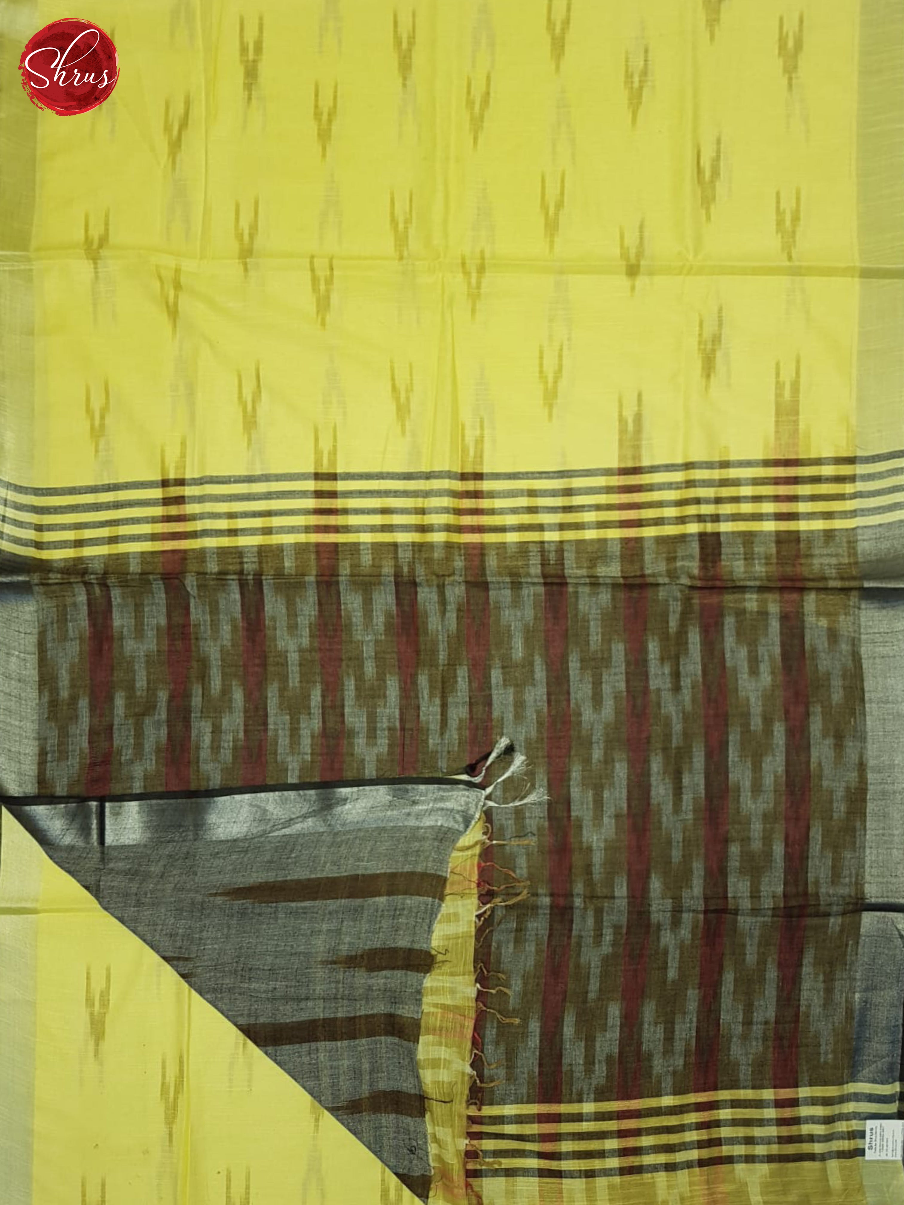 Yellow & Grey - Semi Ikkat Saree - Shop on ShrusEternity.com