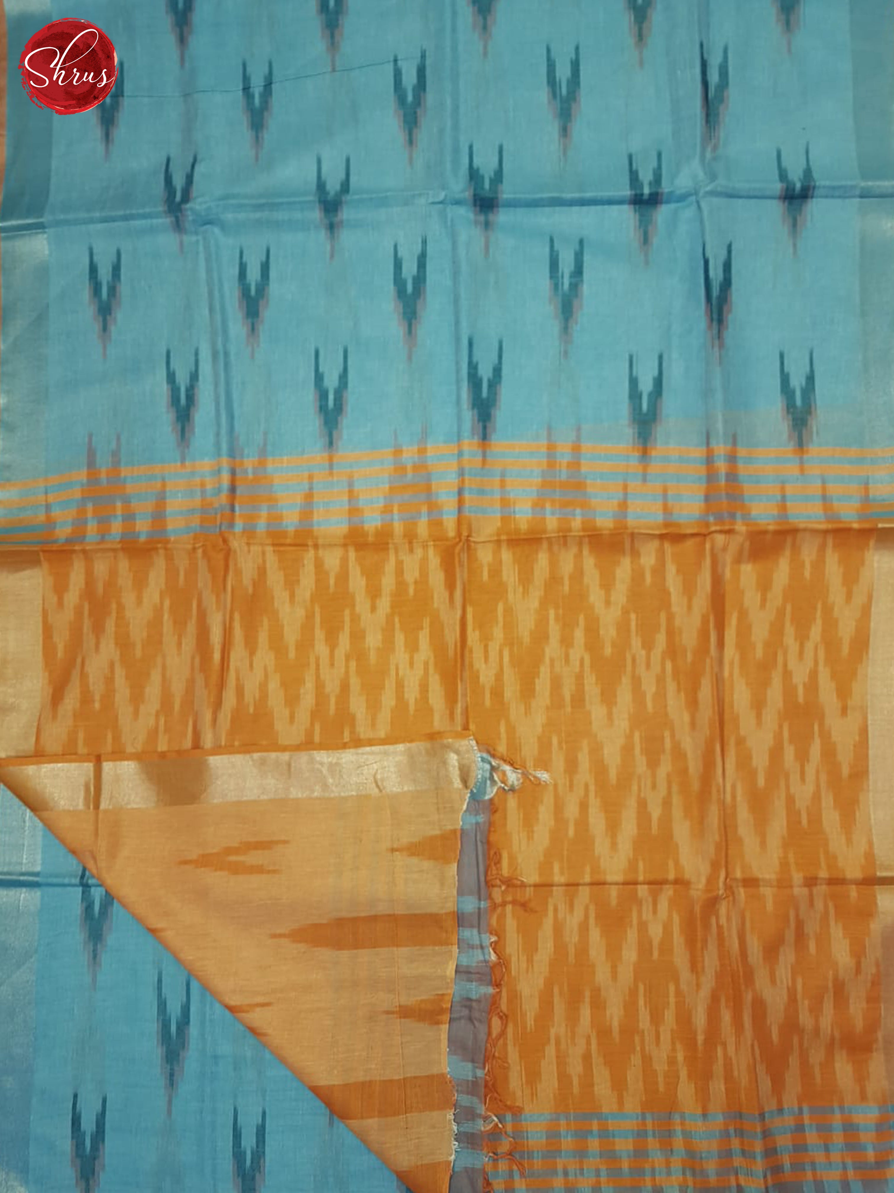 Blue & Orange - Semi Ikkat Saree - Shop on ShrusEternity.com
