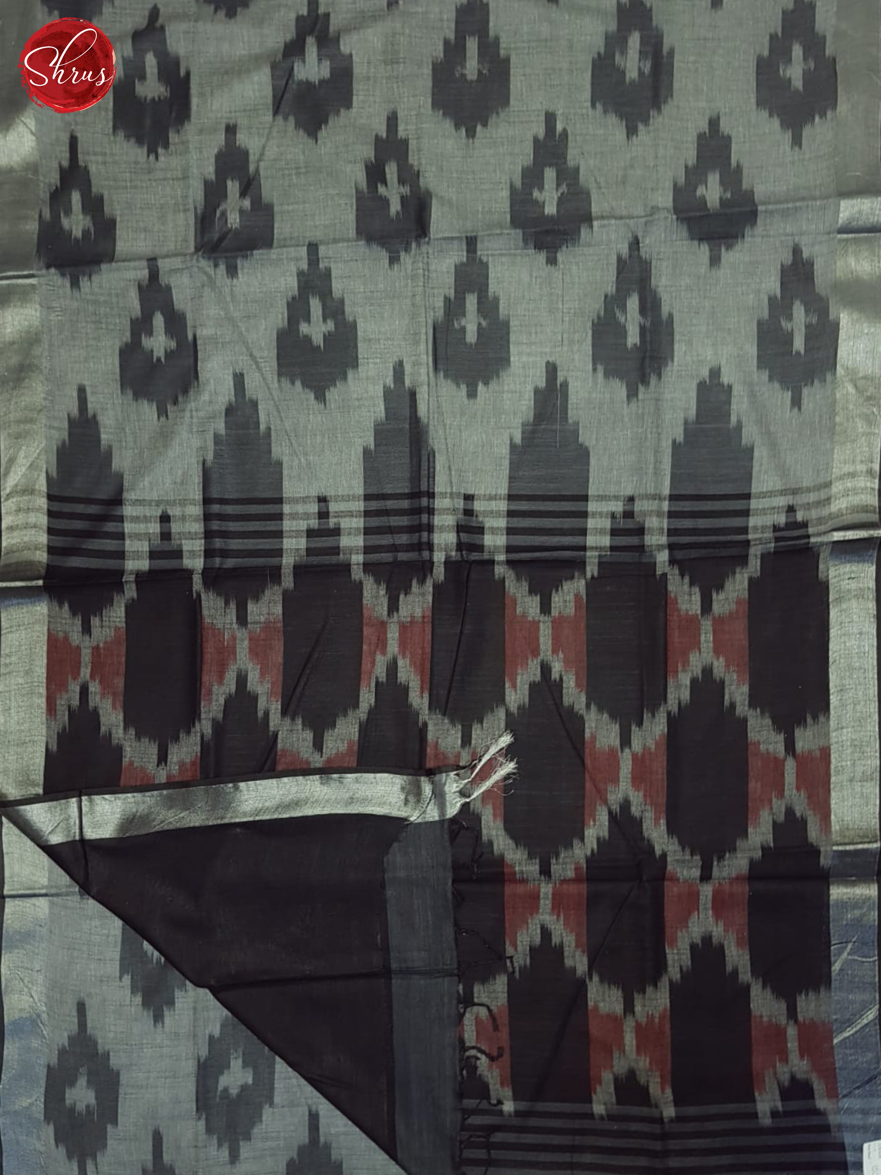 Grey And Black-Semi Ikkat Saree - Shop on ShrusEternity.com