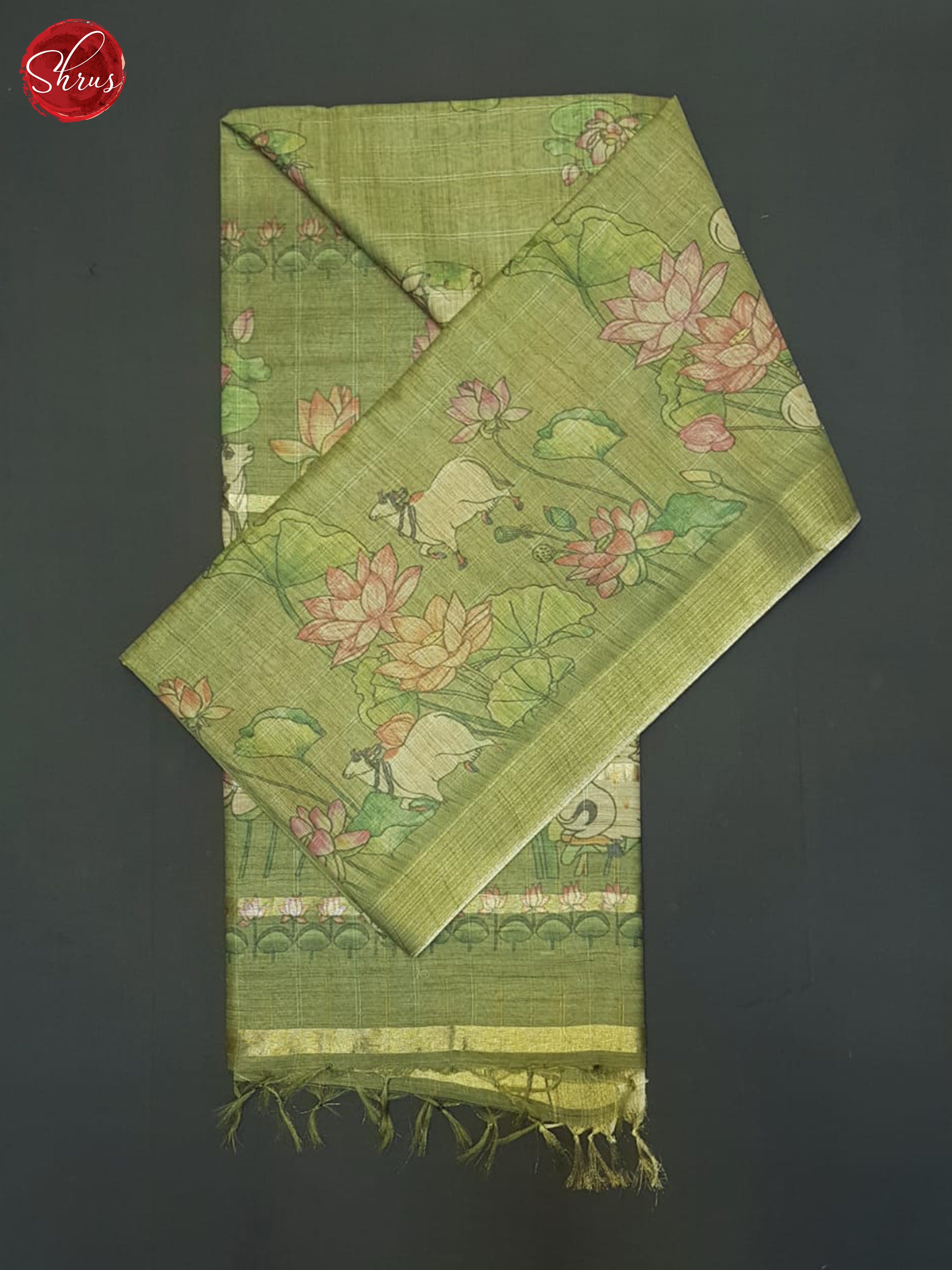 Green(Single Tone)- Semi Tussar Saree - Shop on ShrusEternity.com