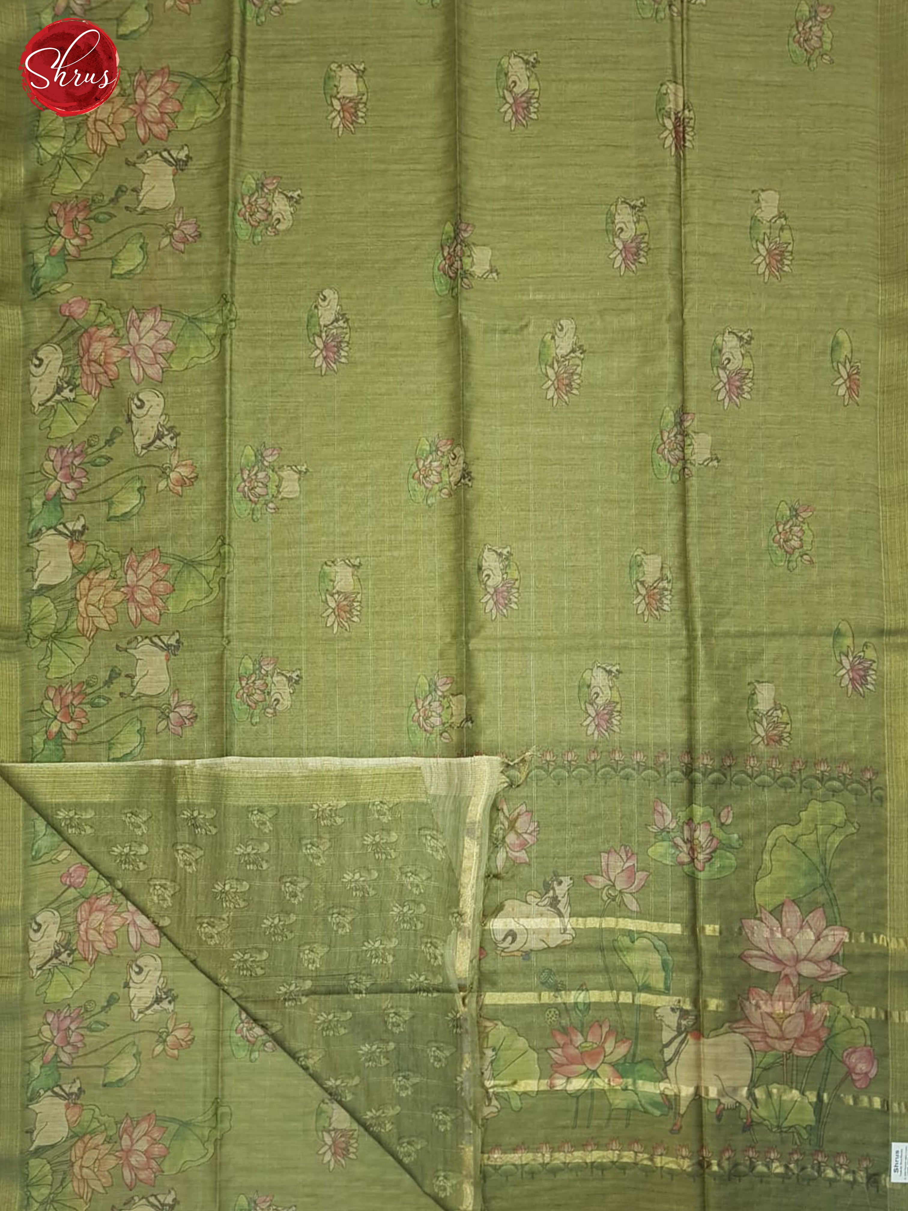 Green(Single Tone)- Semi Tussar Saree - Shop on ShrusEternity.com