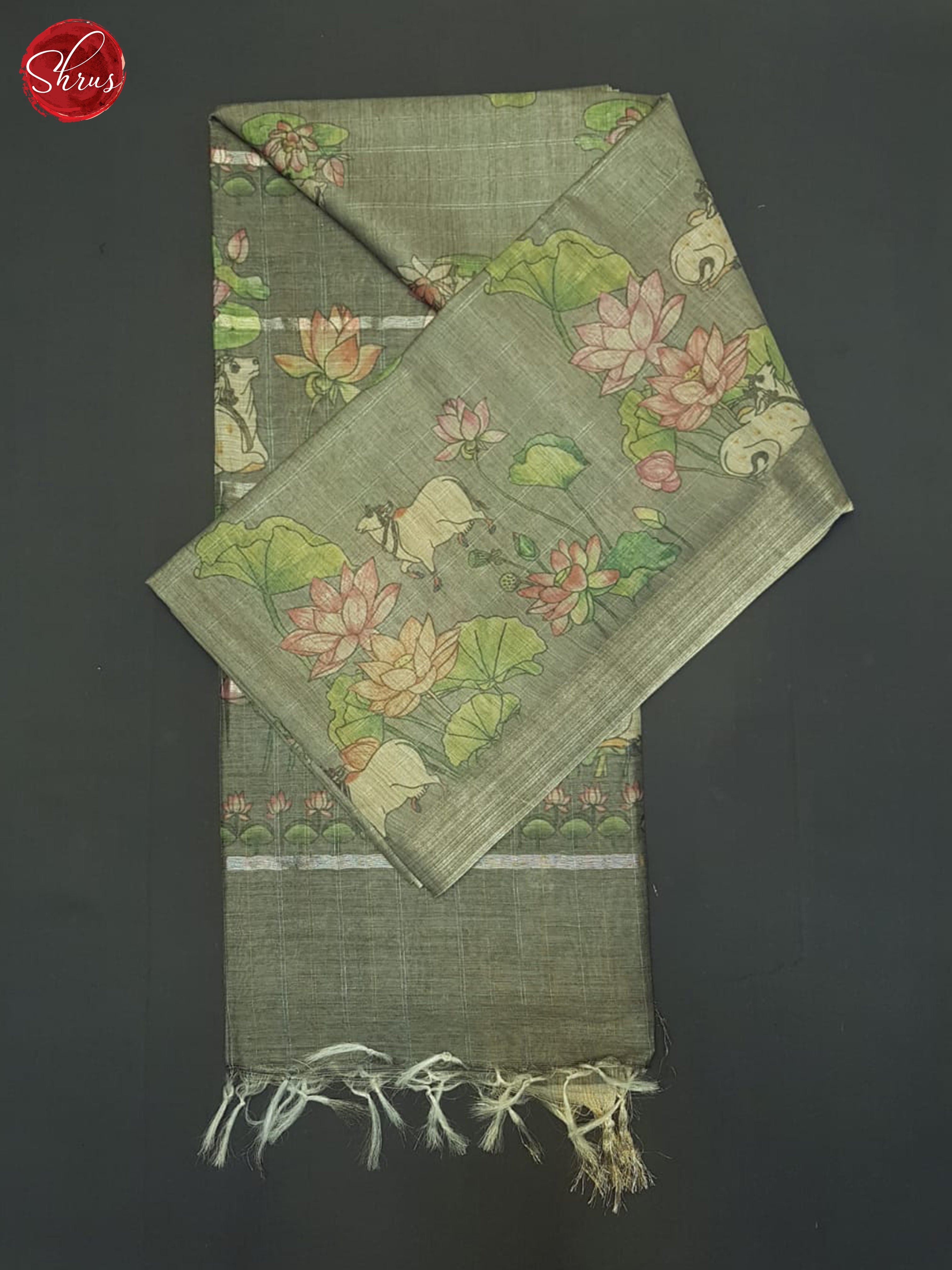 Grey(Single Tone) - Semi Tussar Saree - Shop on ShrusEternity.com