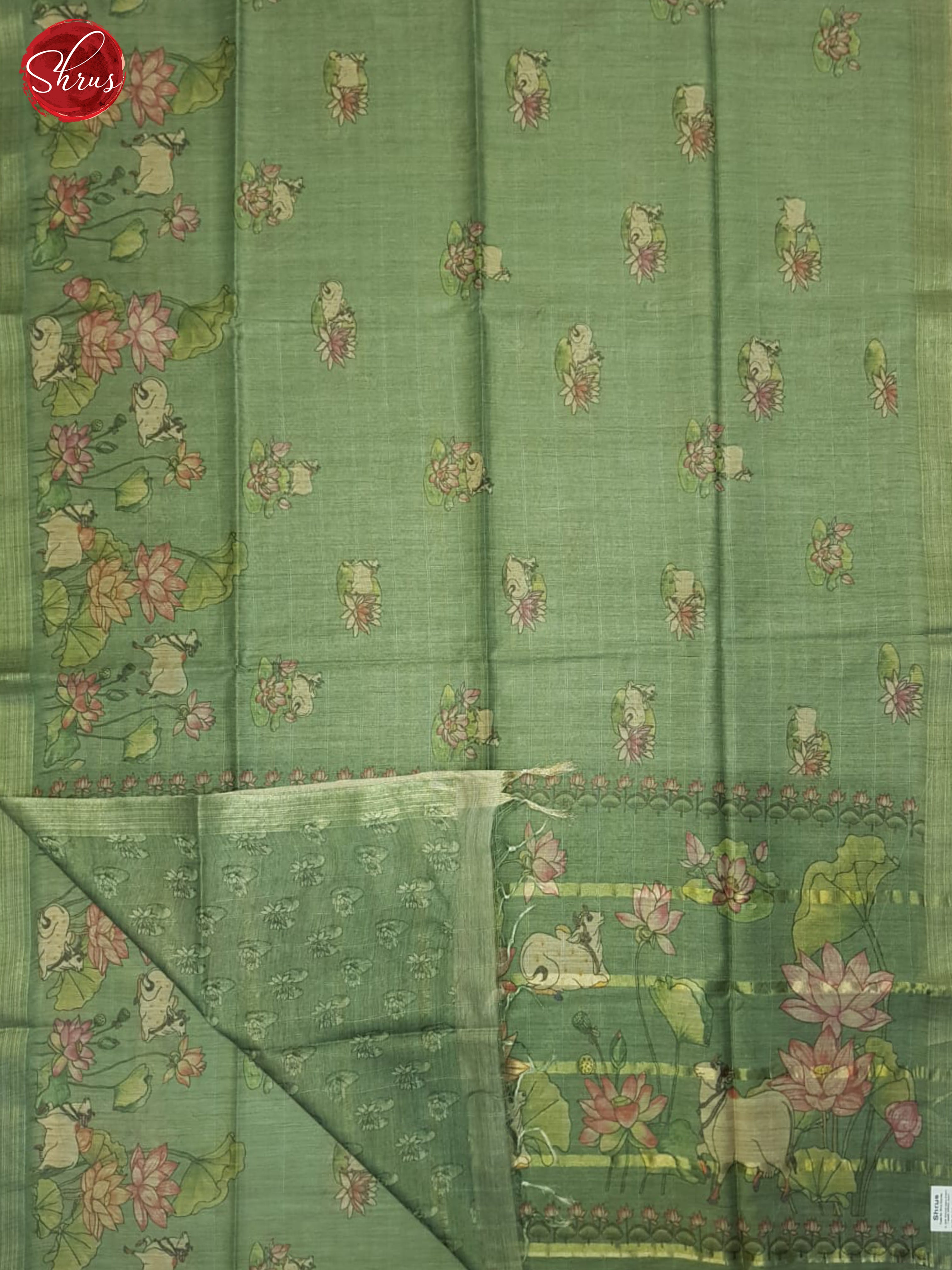 green(Single Tone) - Semi Tussar Saree - Shop on ShrusEternity.com