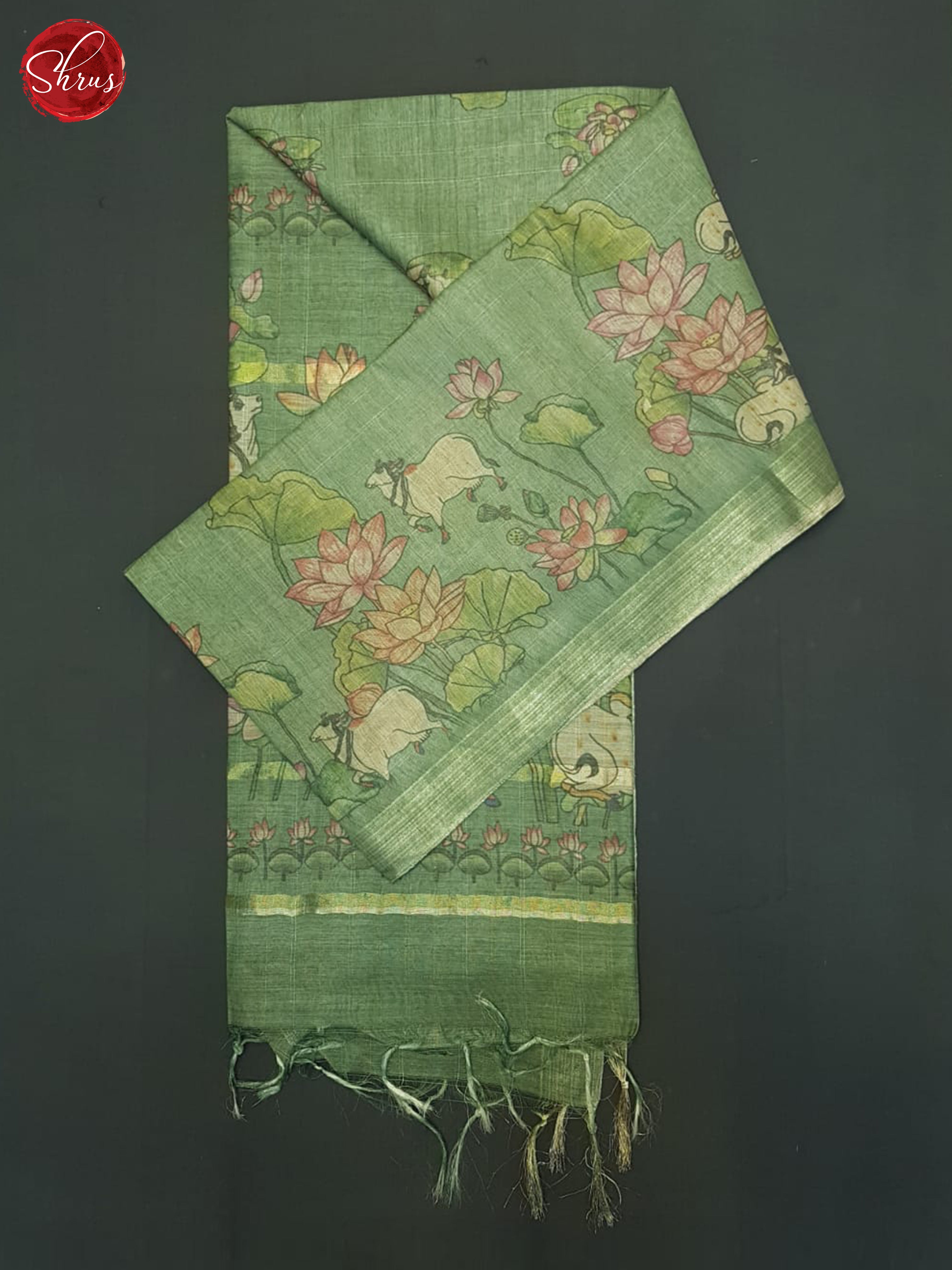green(Single Tone) - Semi Tussar Saree - Shop on ShrusEternity.com