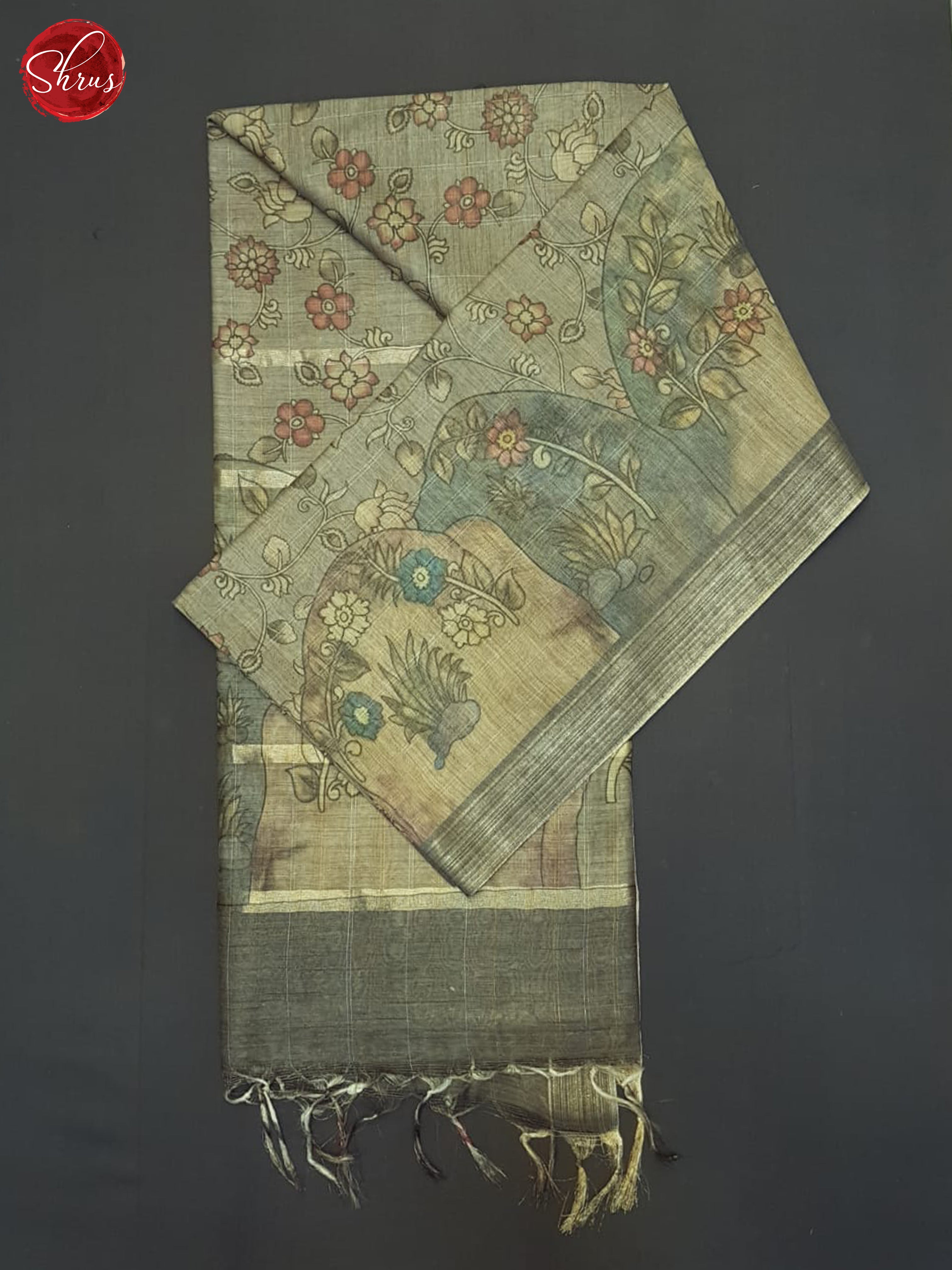 Grey(Single Tone) Semi Tussar Saree - Shop on ShrusEternity.com