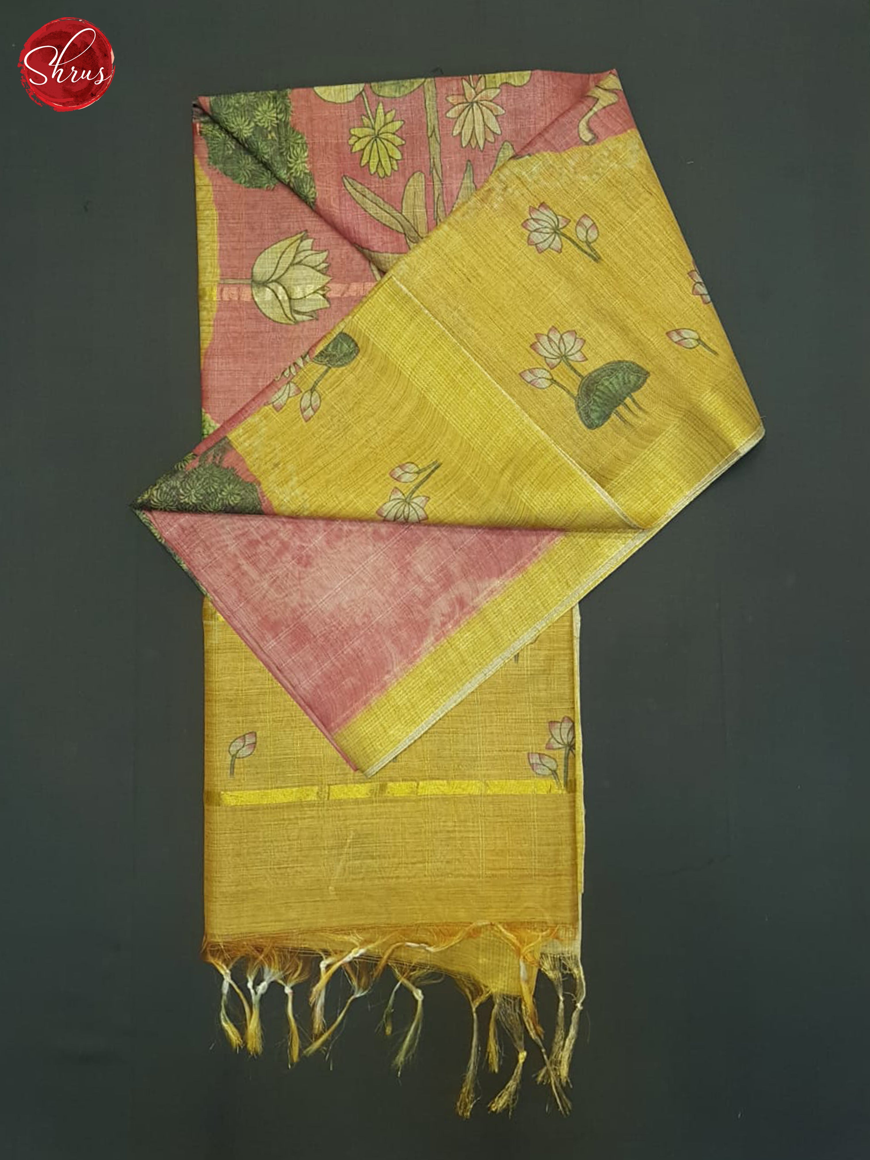 Pink And Mustard- Semi Tussar Saree - Shop on ShrusEternity.com
