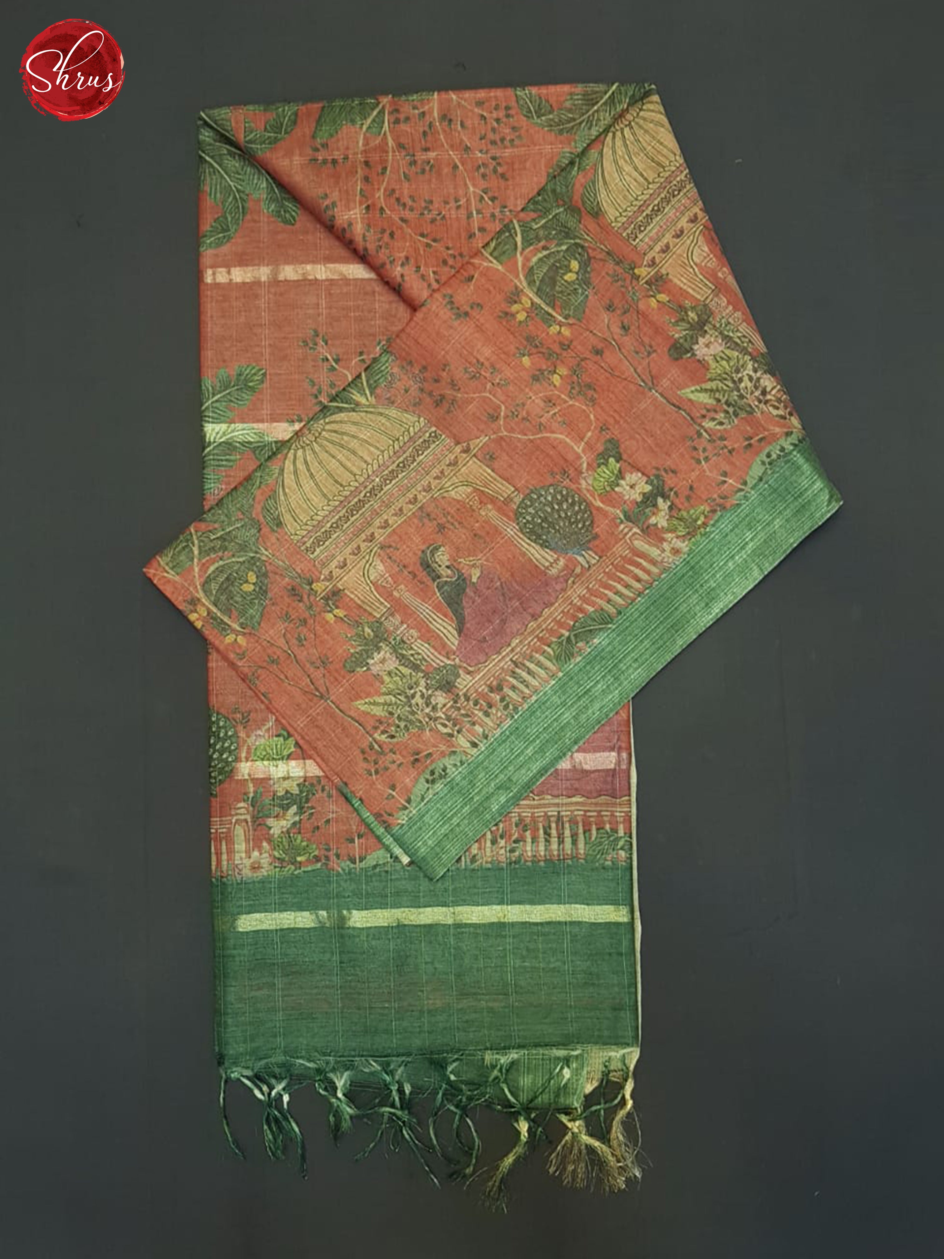 Red And Green- Semi Tussar Saree - Shop on ShrusEternity.com