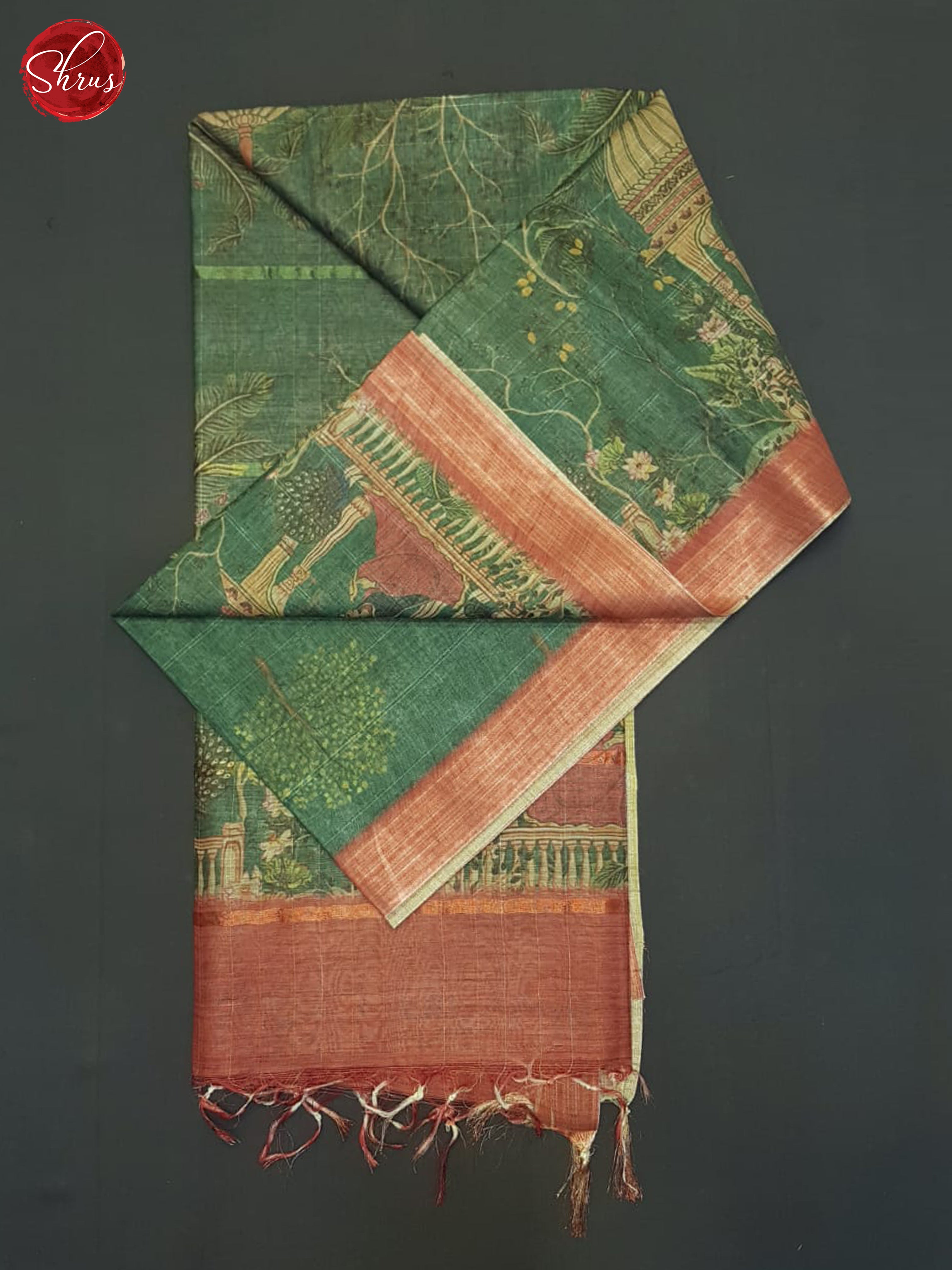 Green And Red- Semi Tussar Saree - Shop on ShrusEternity.com