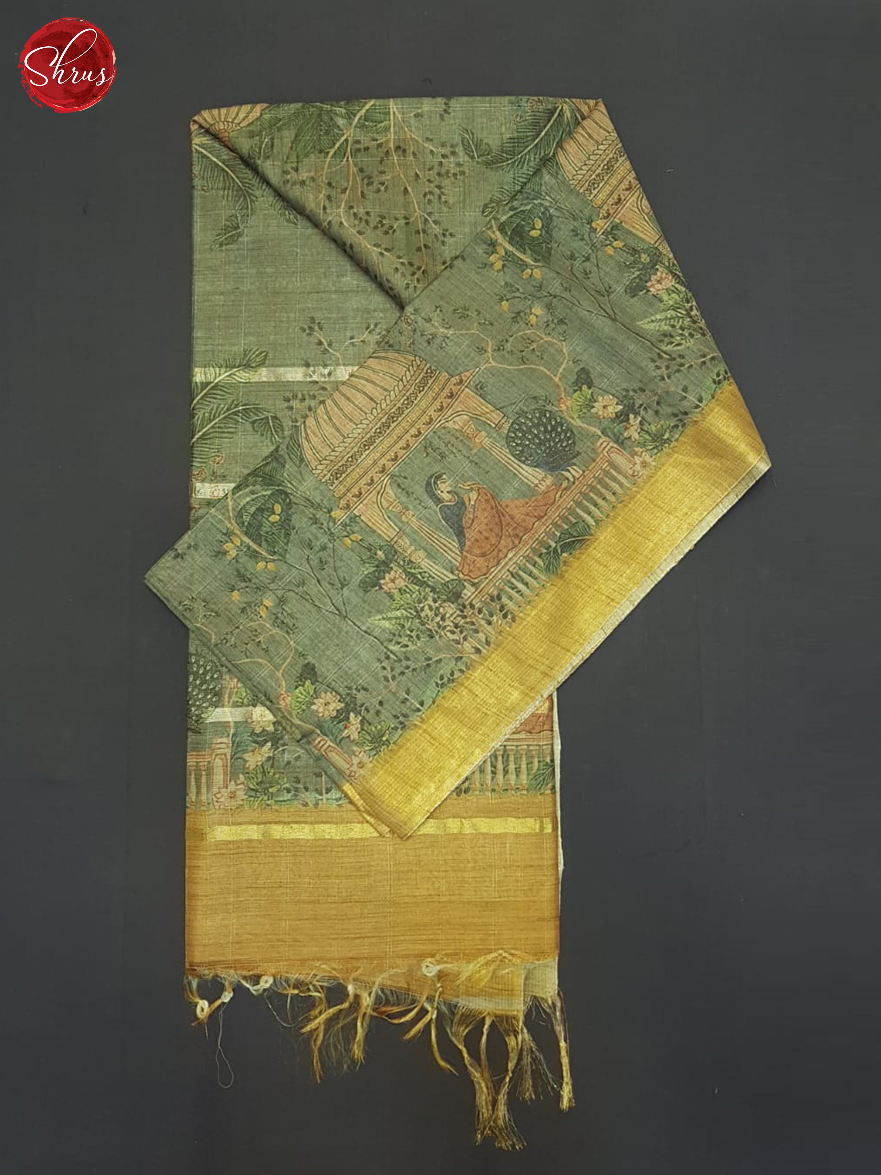 Green And Mustard- Semi Tussar Saree - Shop on ShrusEternity.com